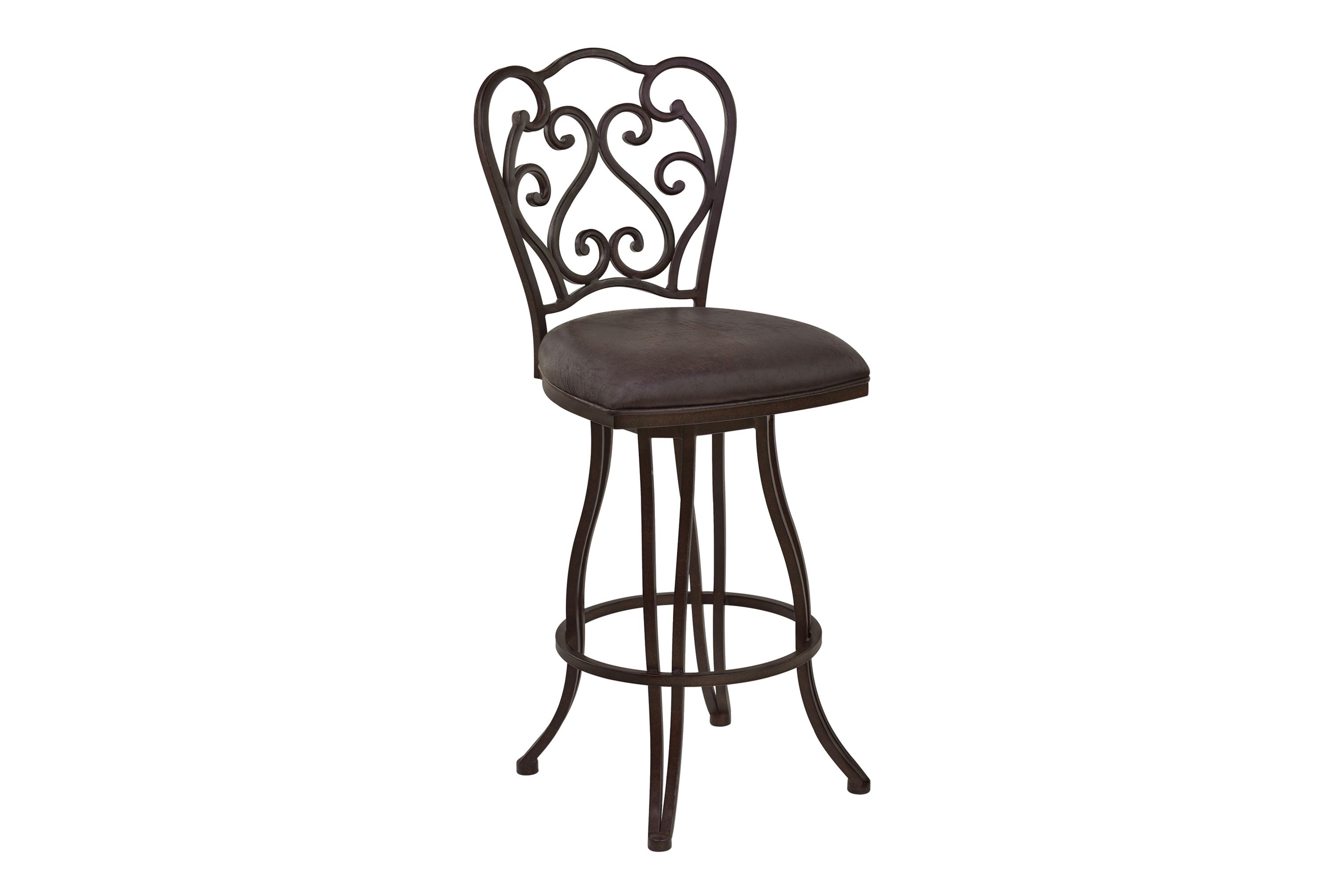 Celeste 26" Counter Height Metal Swivel Barstool in Bandero Espresso Fabric and Auburn Bay Finish