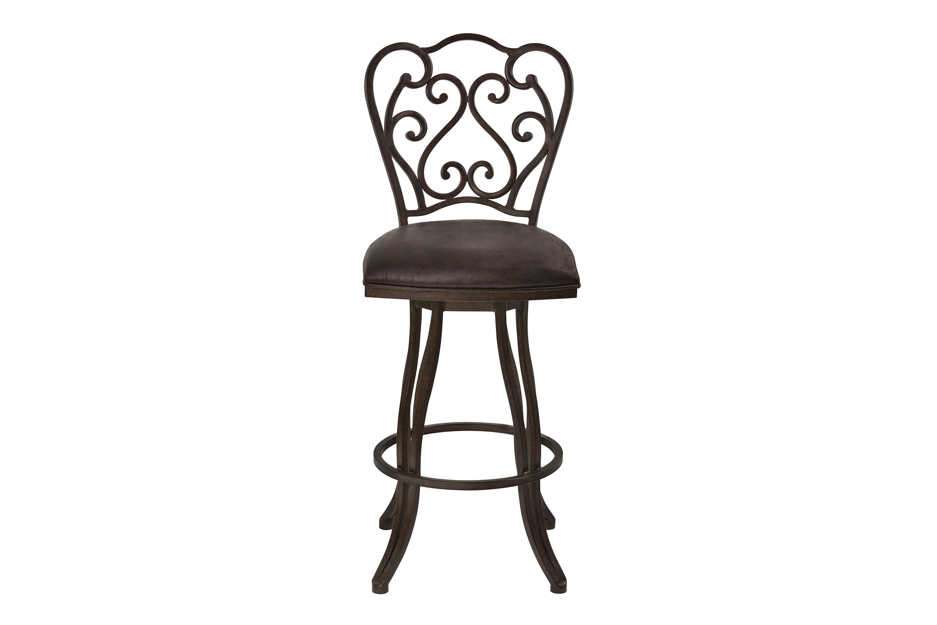 Celeste 26" Counter Height Metal Swivel Barstool in Bandero Espresso Fabric and Auburn Bay Finish