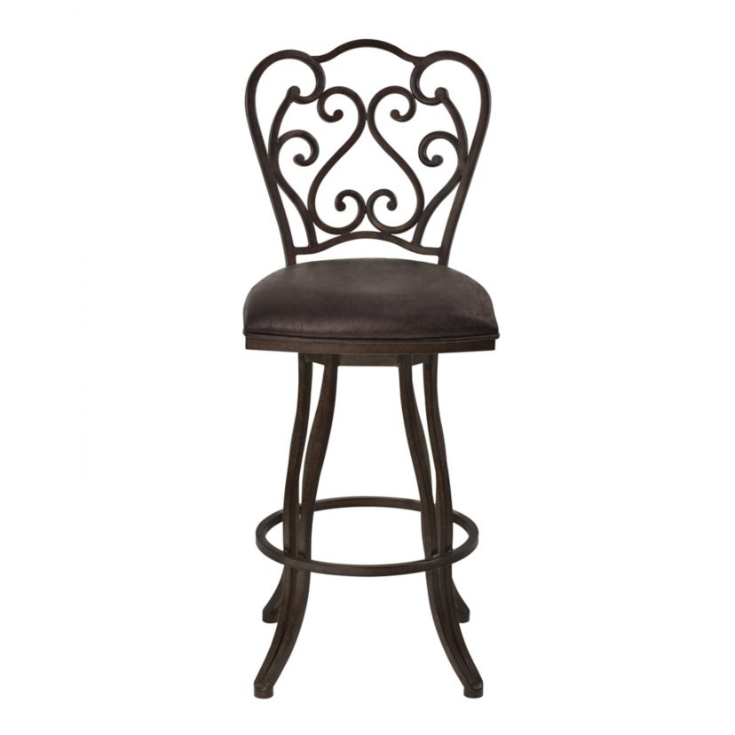 Celeste 26" Counter Height Metal Swivel Barstool in Bandero Espresso Fabric and Auburn Bay Finish