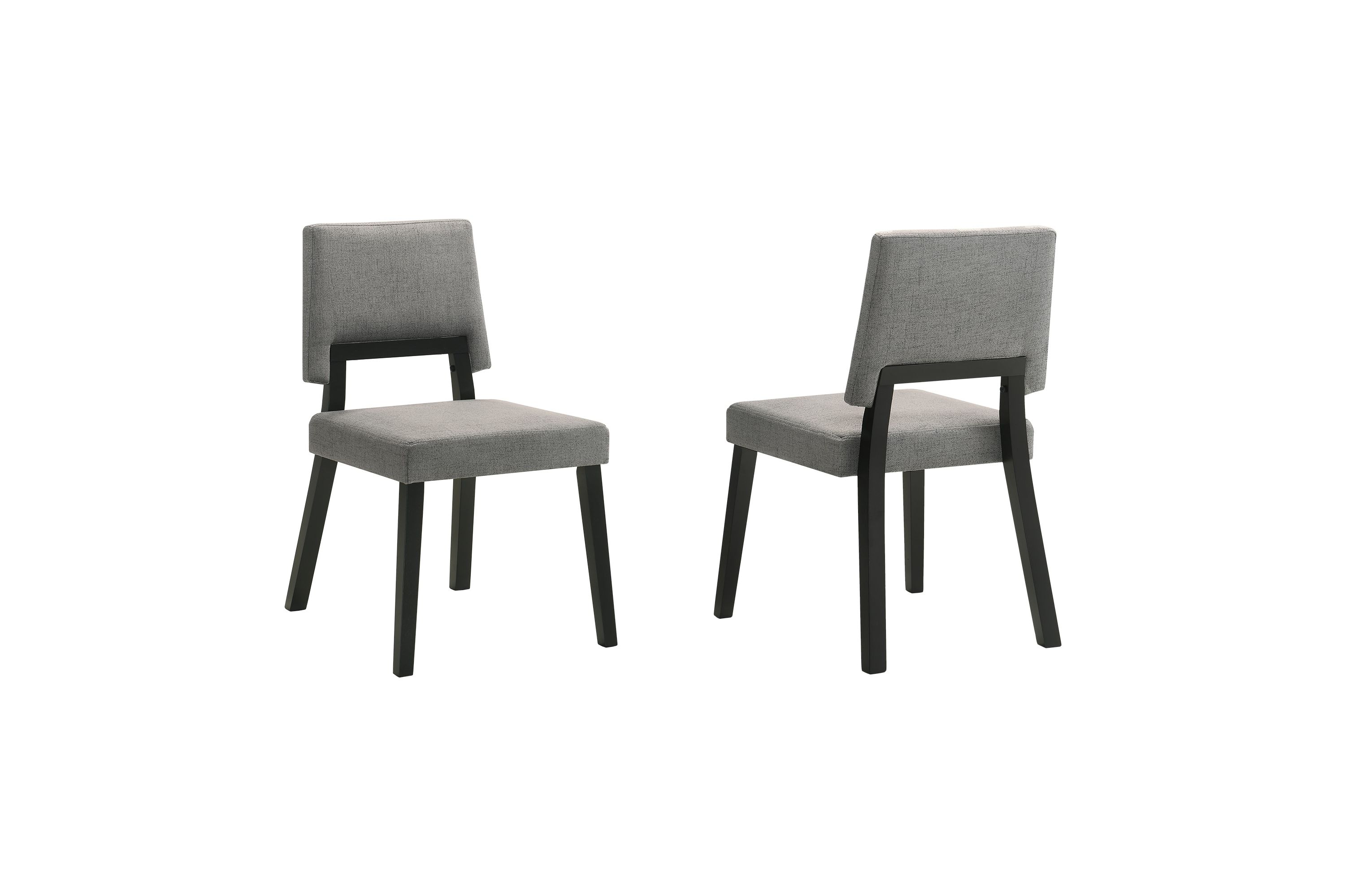 Channell Wood Dining Chair in Black Finish with Charcoal Fabric - Set of 2