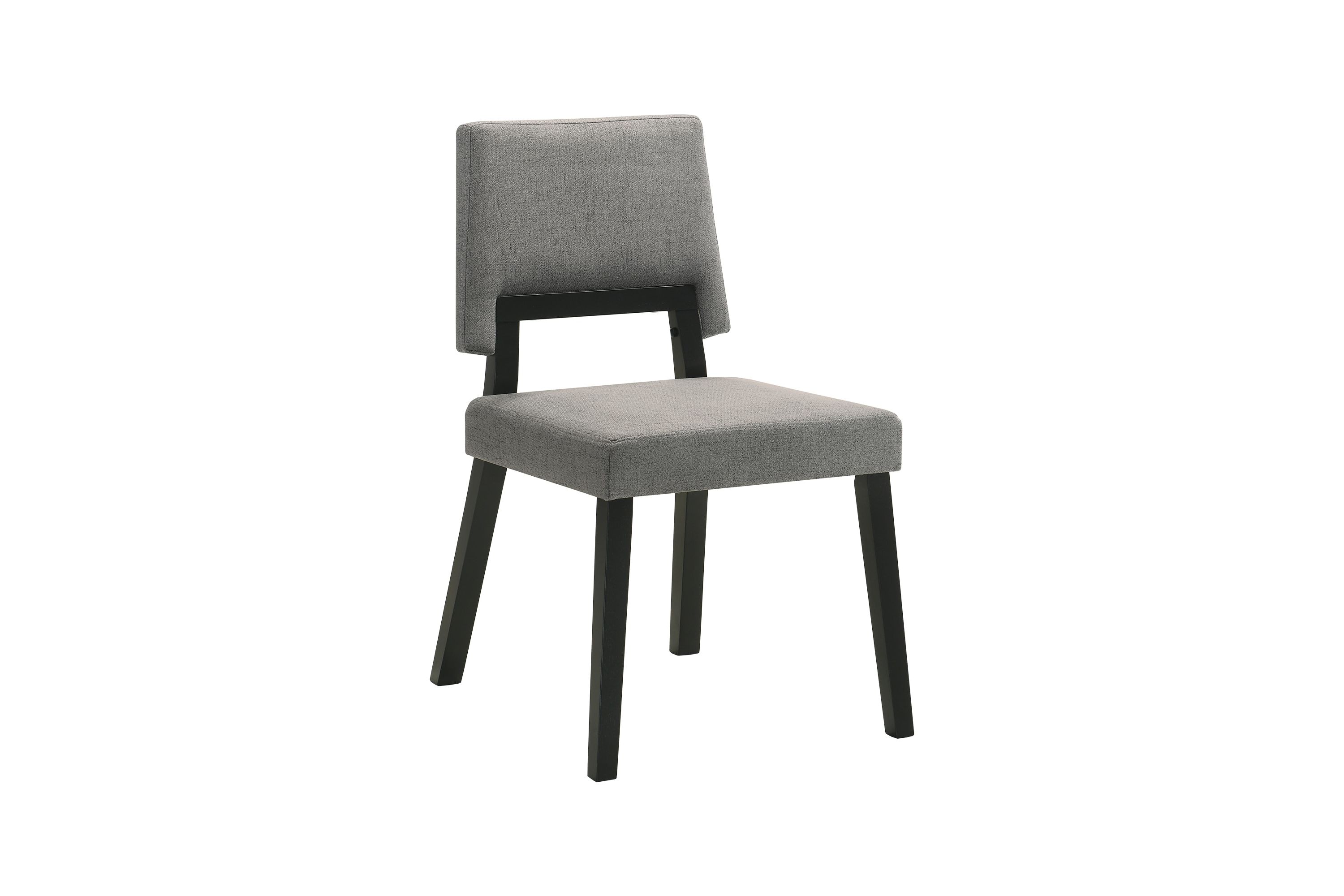 Channell Wood Dining Chair in Black Finish with Charcoal Fabric - Set of 2