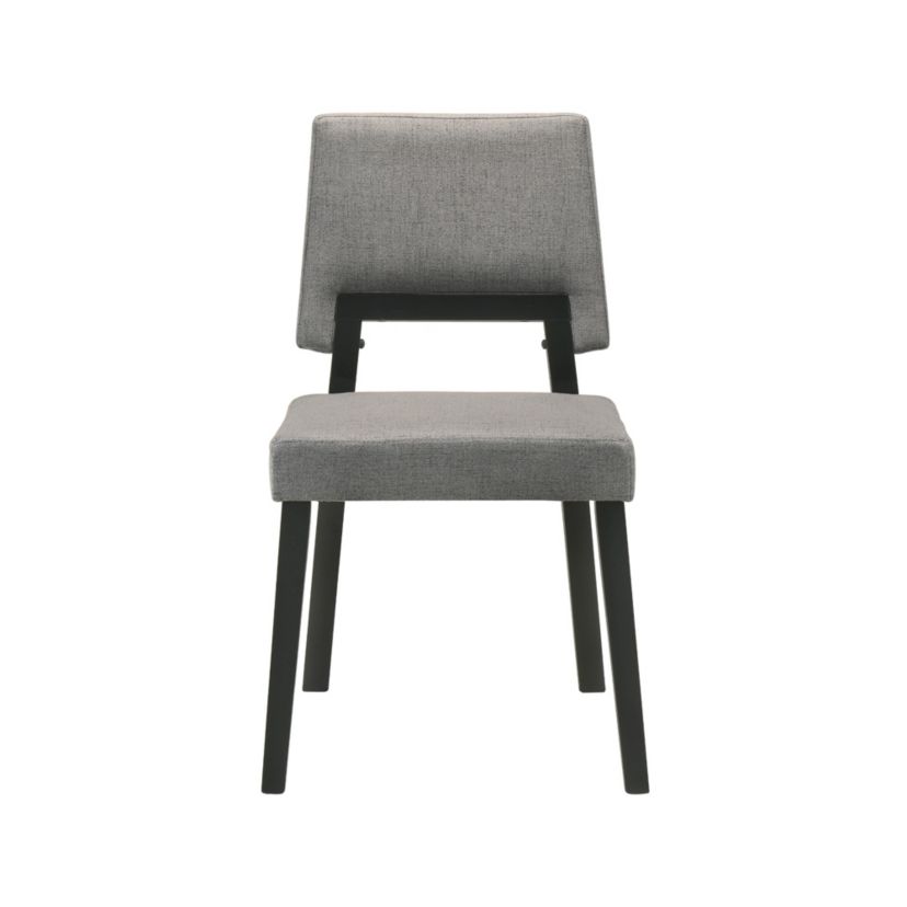 Channell Wood Dining Chair in Black Finish with Charcoal Fabric - Set of 2