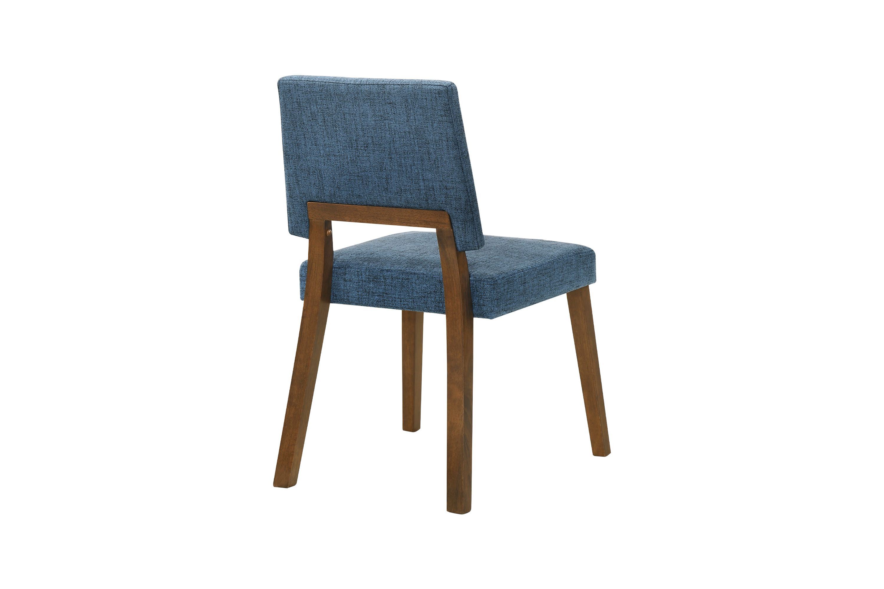 Channell Wood Dining Chair in Walnut Finish with Blue Fabric - Set of 2