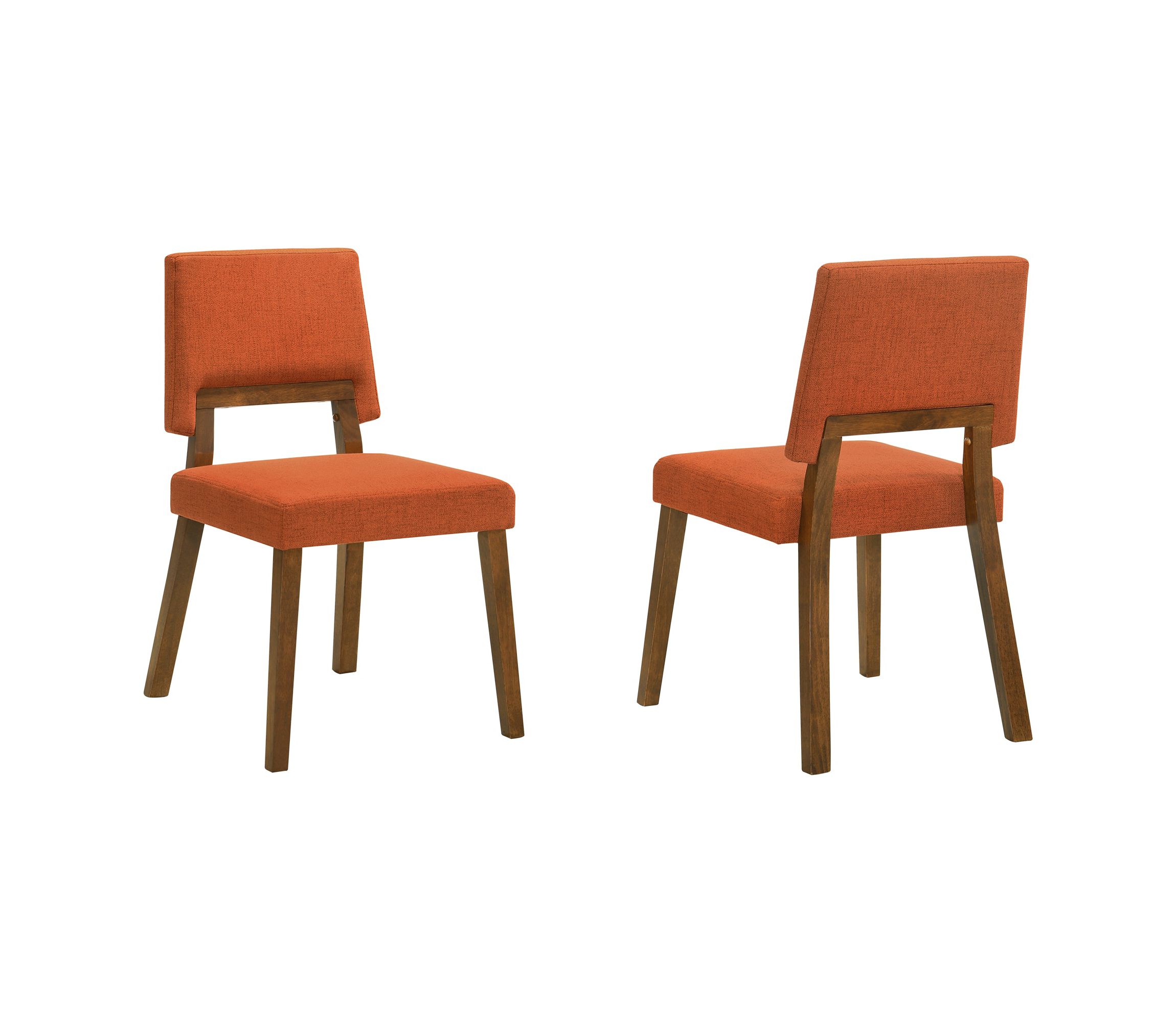 Channell Wood Dining Chair in Walnut Finish with Orange Fabric - Set of 2