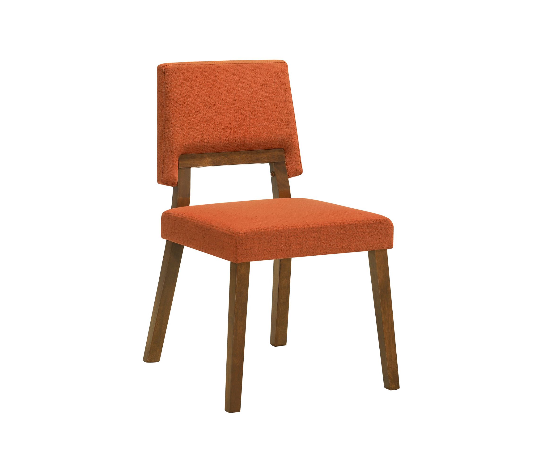 Channell Wood Dining Chair in Walnut Finish with Orange Fabric - Set of 2