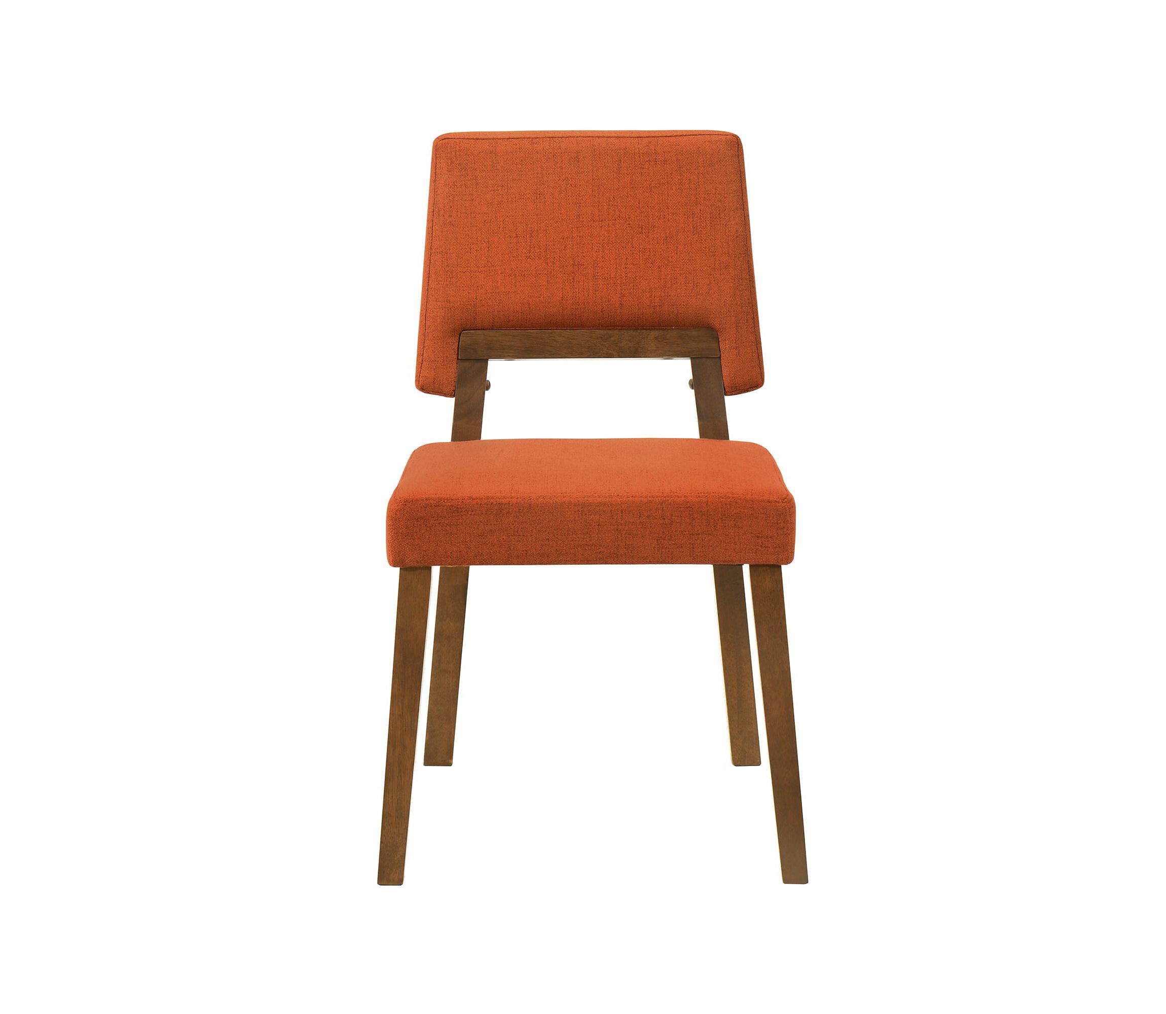 Channell Wood Dining Chair in Walnut Finish with Orange Fabric - Set of 2