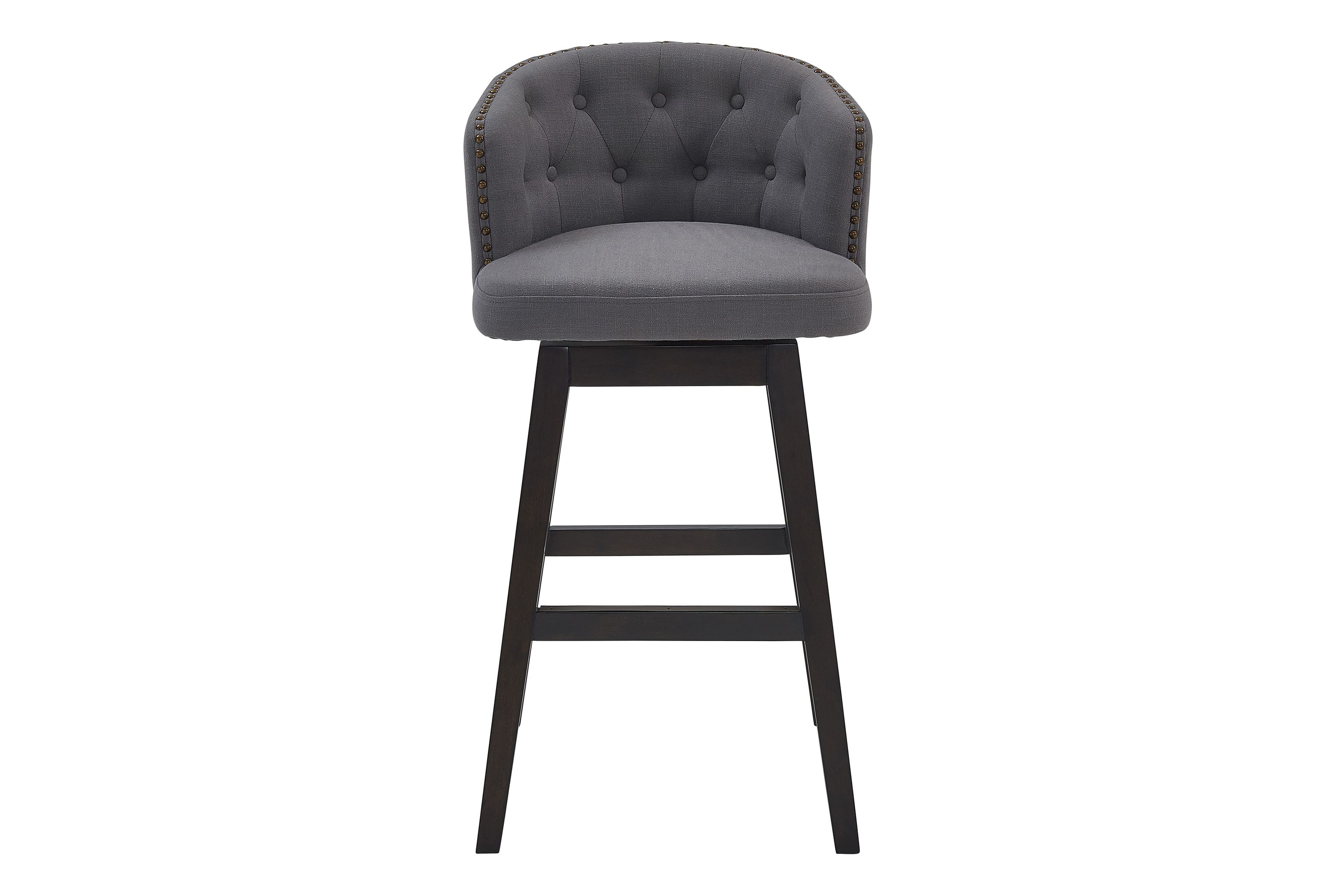 Celine 26" Counter Height Swivel Gray Fabric and Espresso Wood Bar Stool