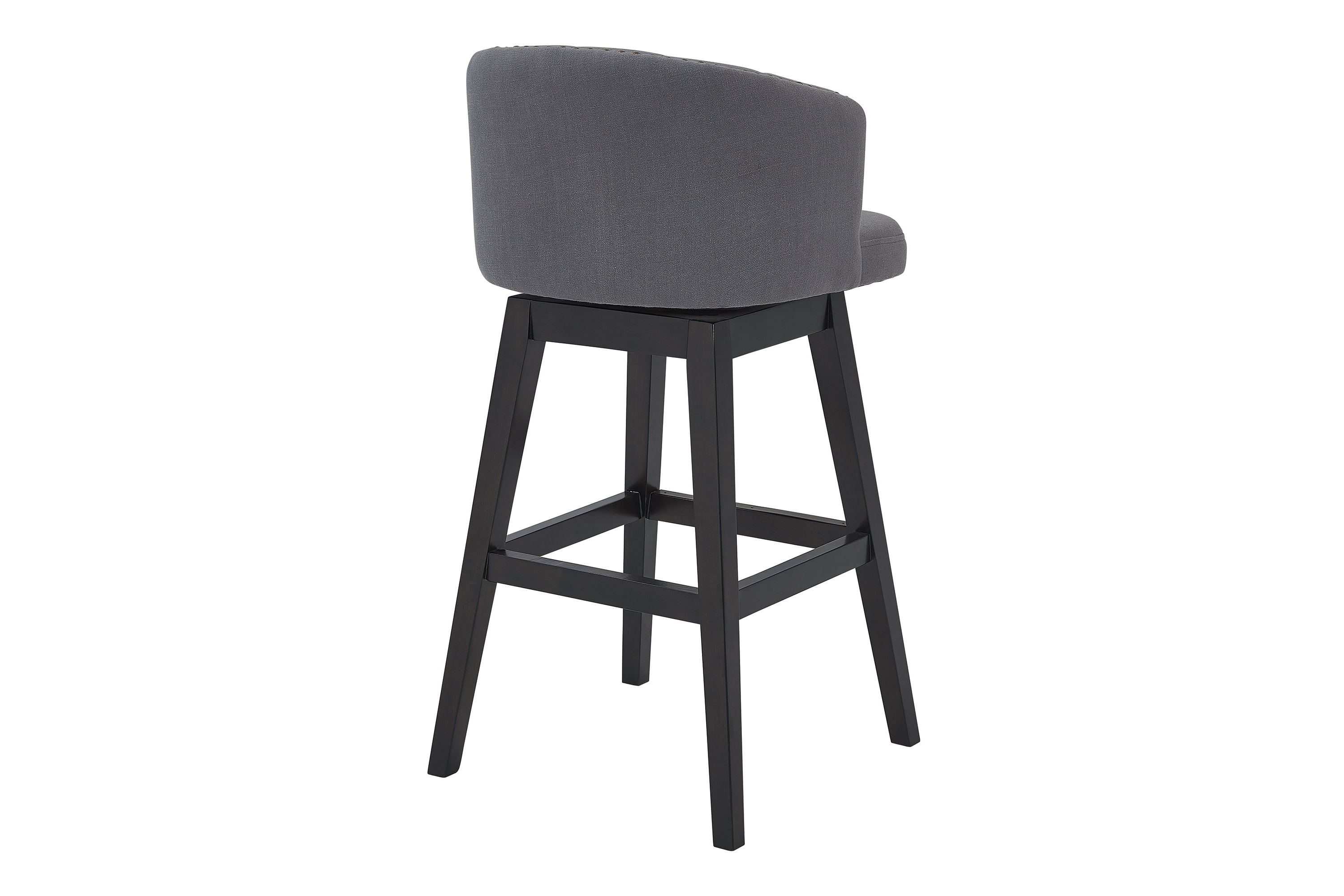 Celine 26" Counter Height Swivel Gray Fabric and Espresso Wood Bar Stool