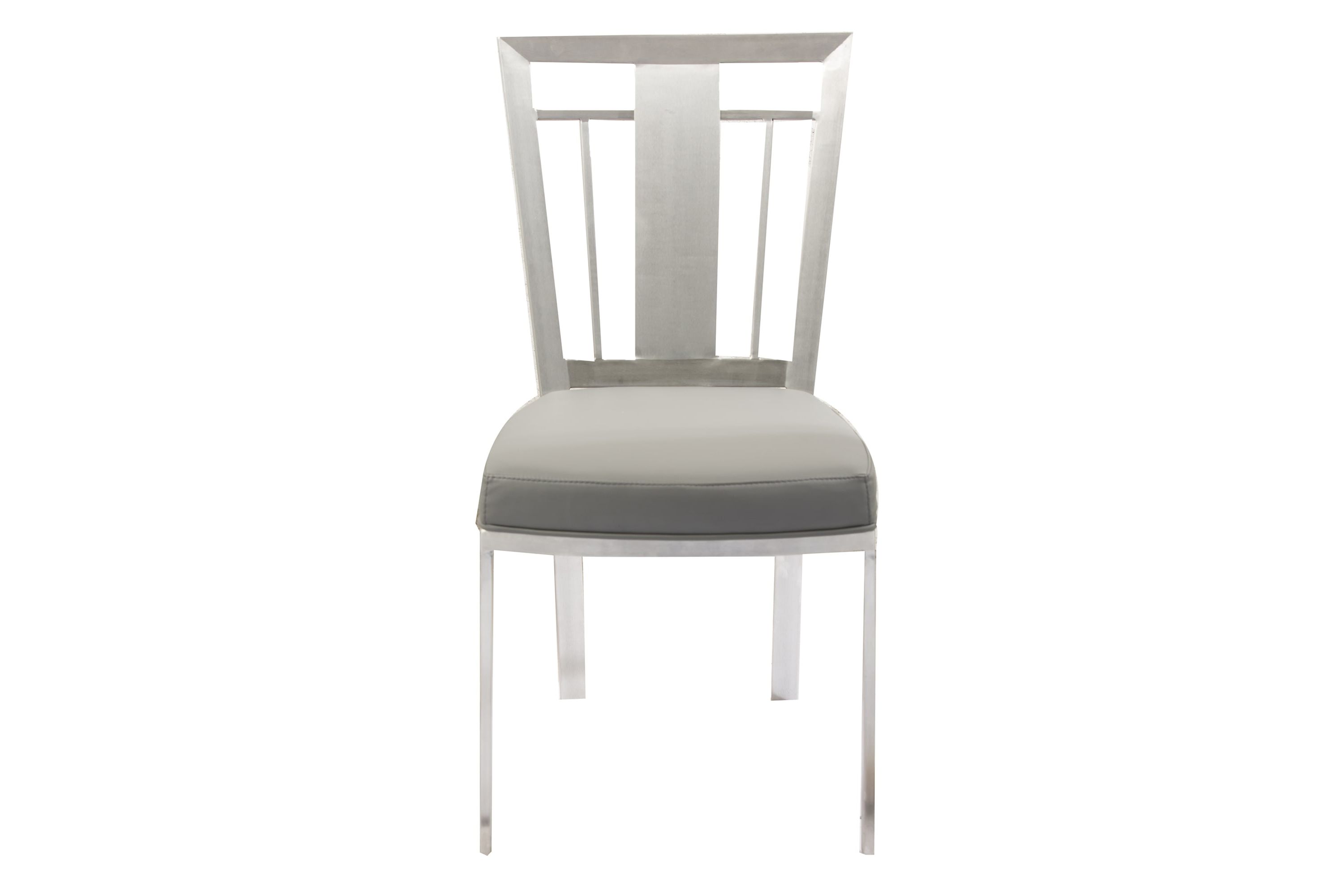 Cleo Contemporary Dining Chair In Gray and Stainless Steel - Set of 2