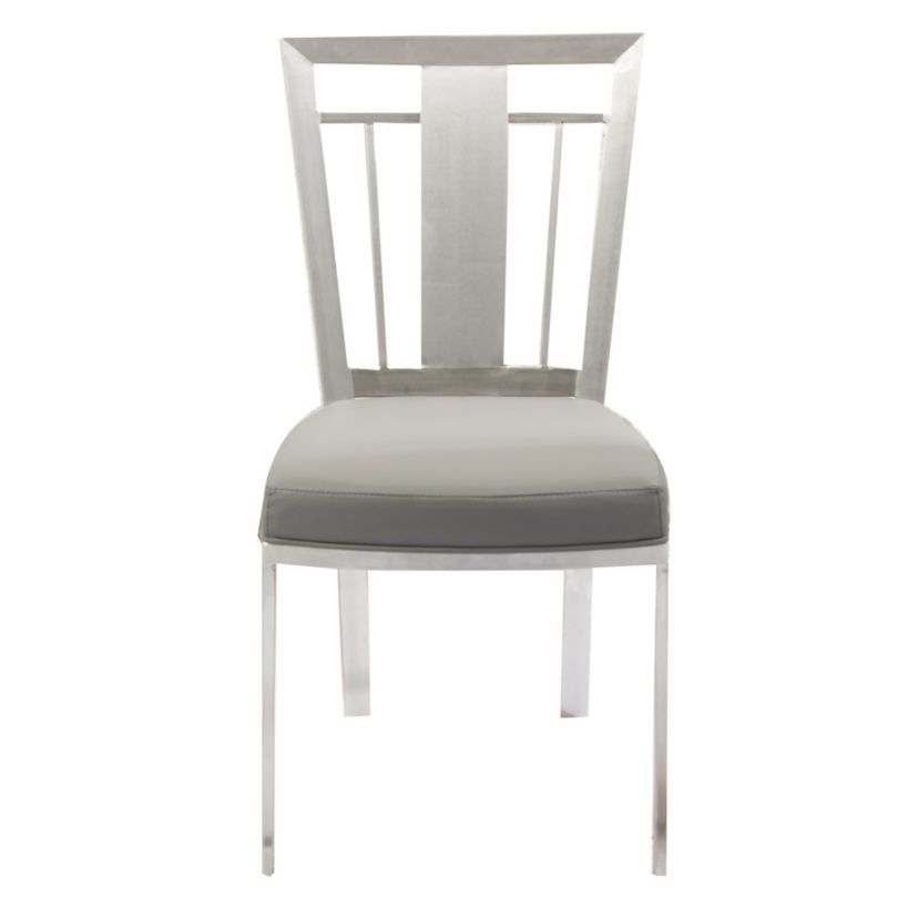 Cleo Contemporary Dining Chair In Gray and Stainless Steel - Set of 2