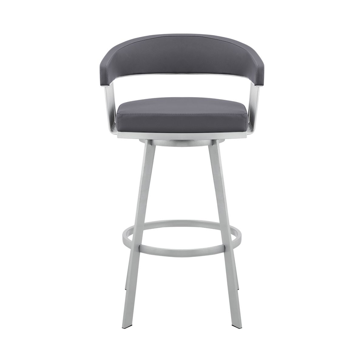 Chelsea 29" Slate Gray Faux Leather and Silver Metal Bar Stool