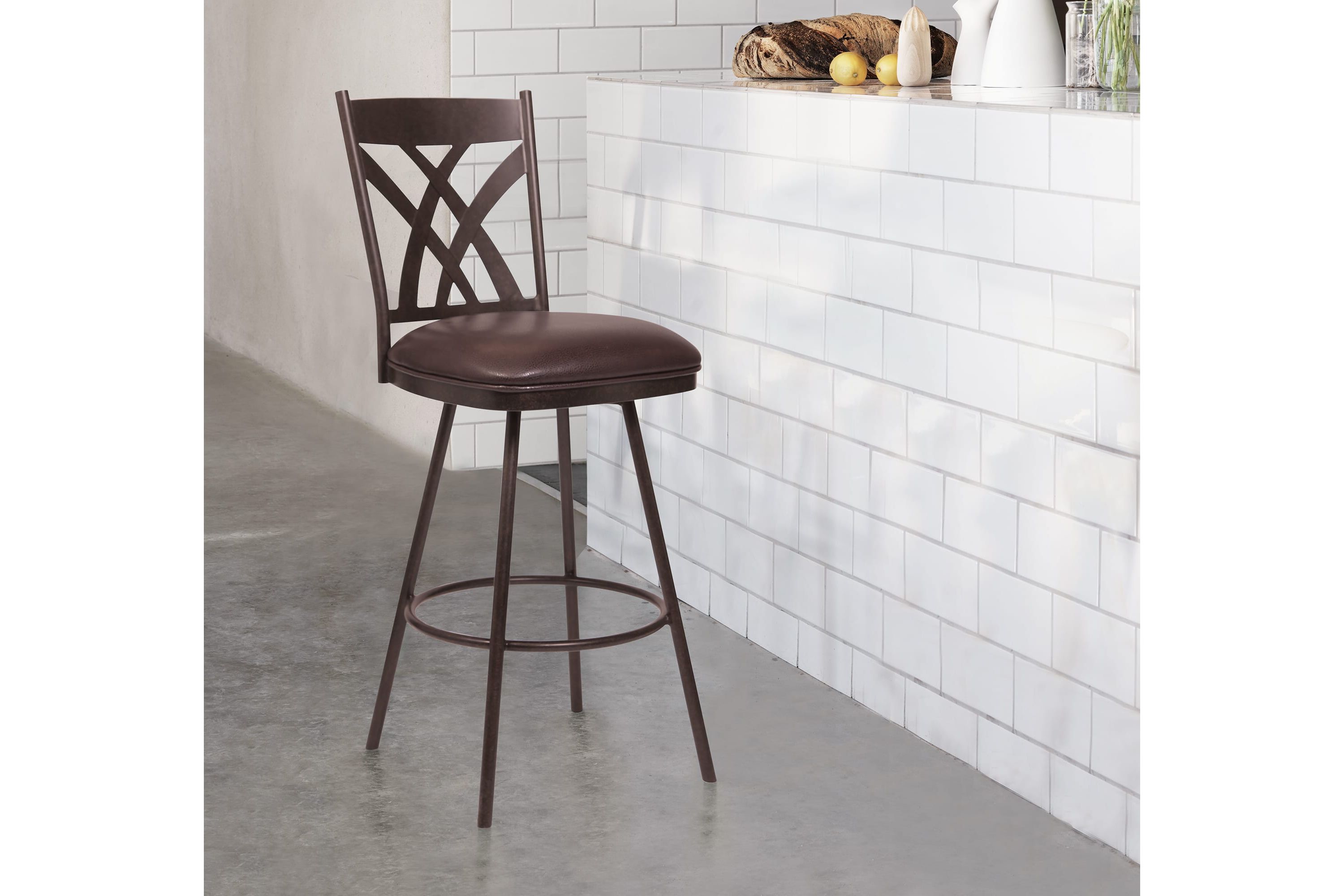 Dover 26" Counter Height Barstool in Auburn Bay and Brown Faux Leather