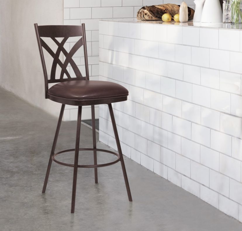 Dover 26" Counter Height Barstool in Auburn Bay and Brown Faux Leather