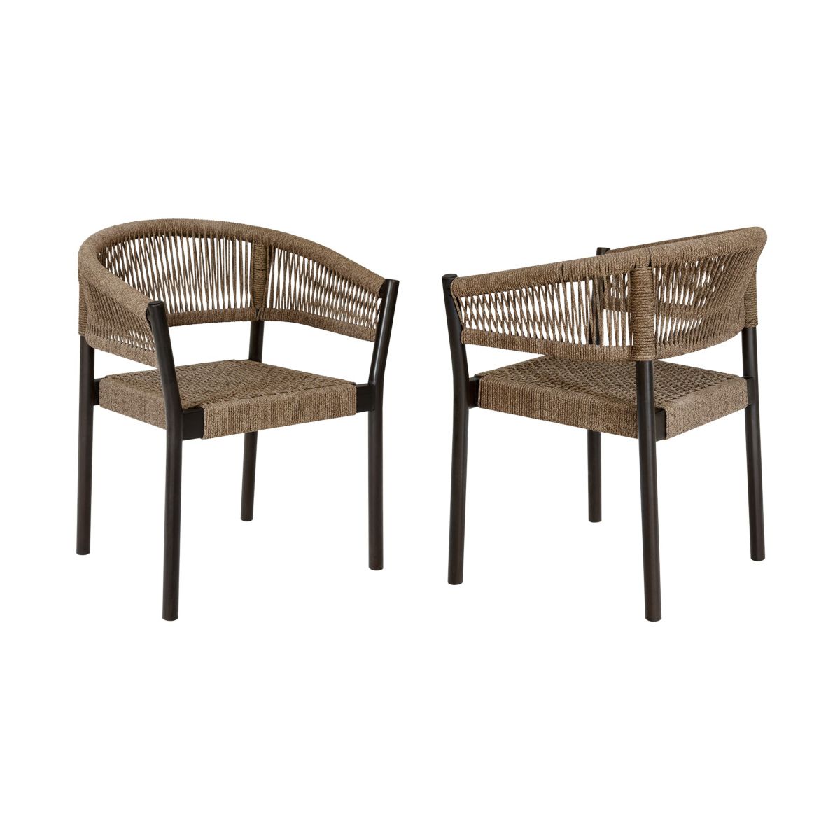 Doris Outdoor Patio Dining Chair Truffle Rope - Set of 2