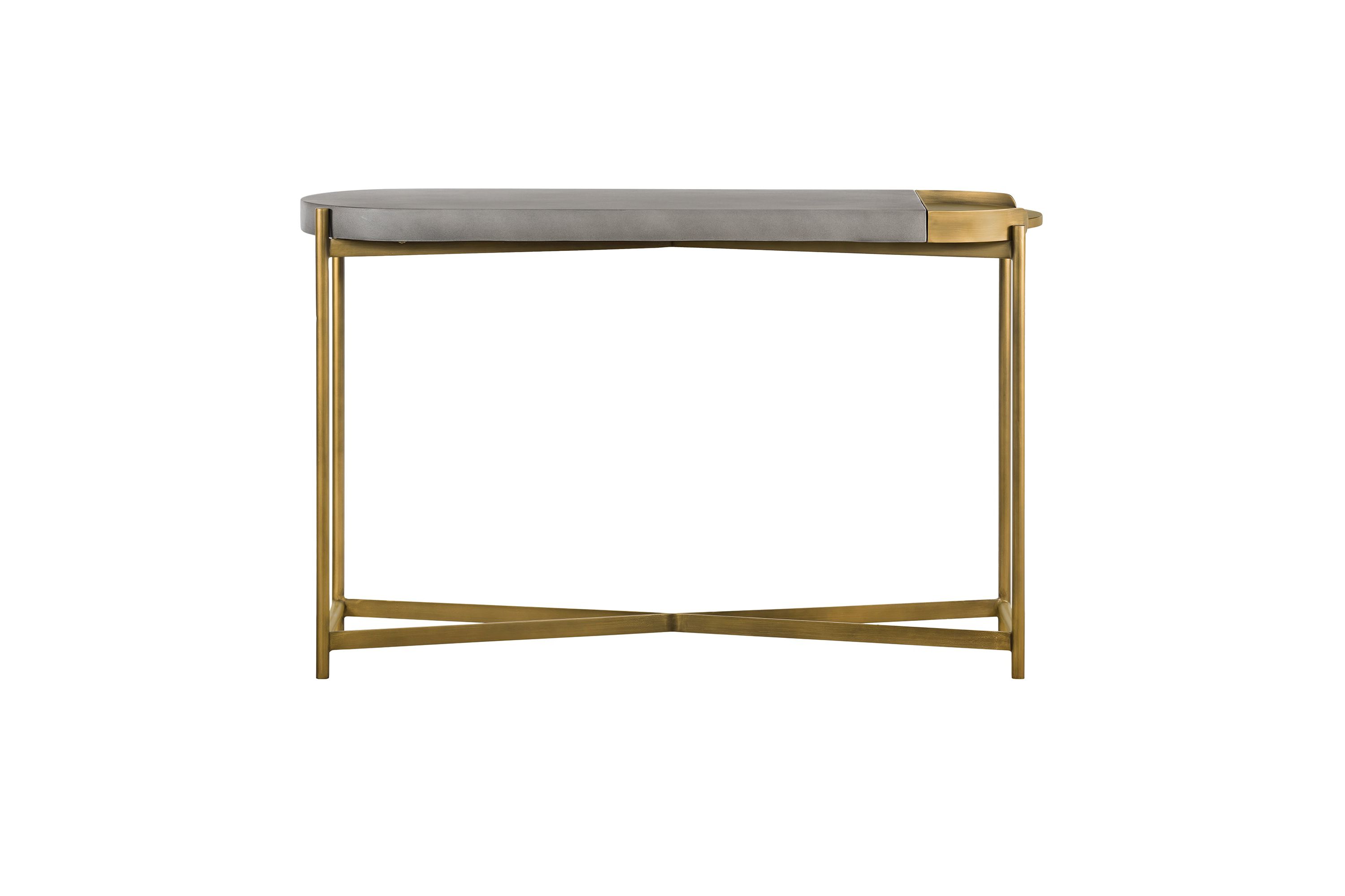 Dua Gray Concrete Console Table with Antique Brass