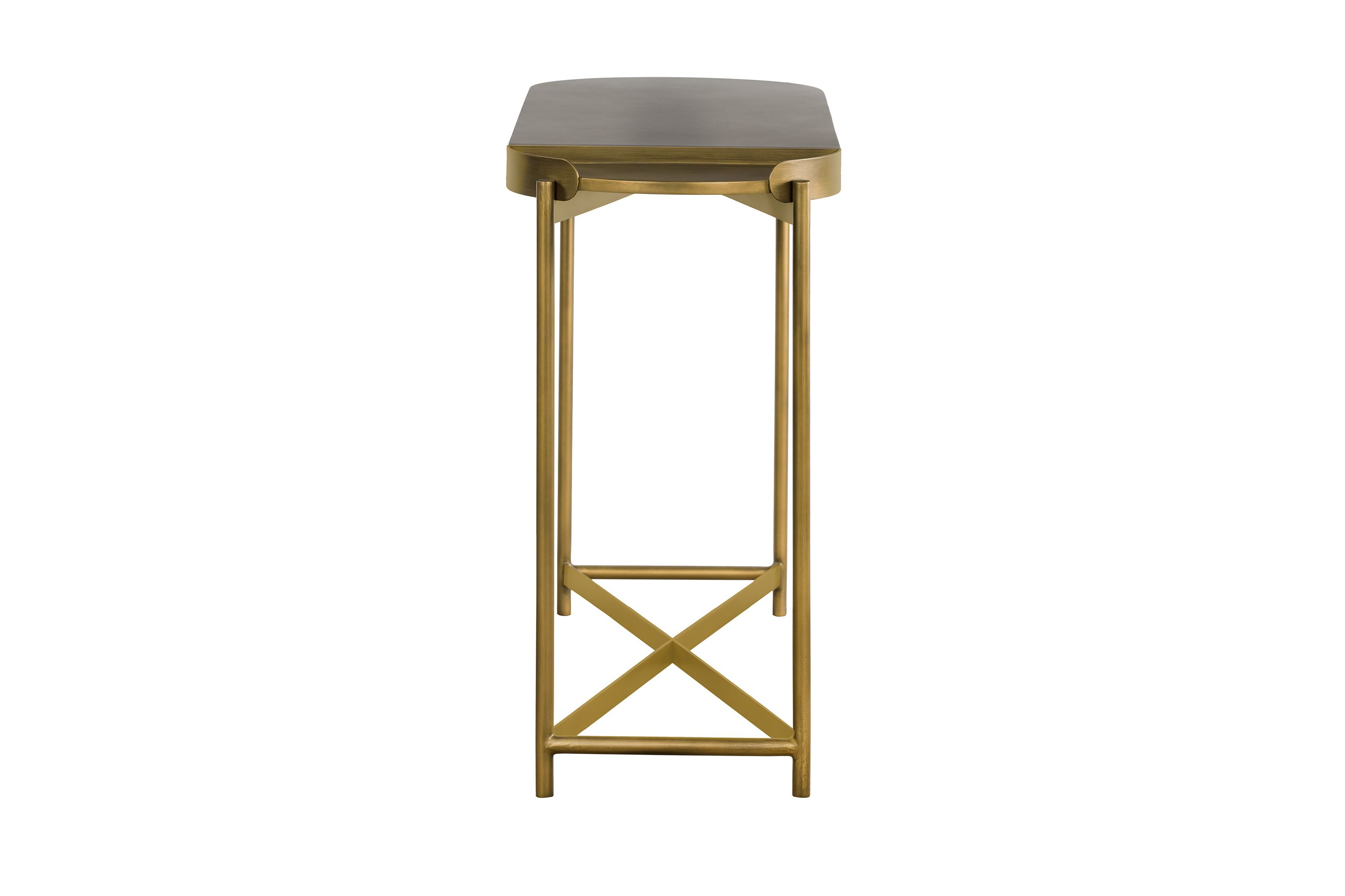 Dua Gray Concrete Console Table with Antique Brass
