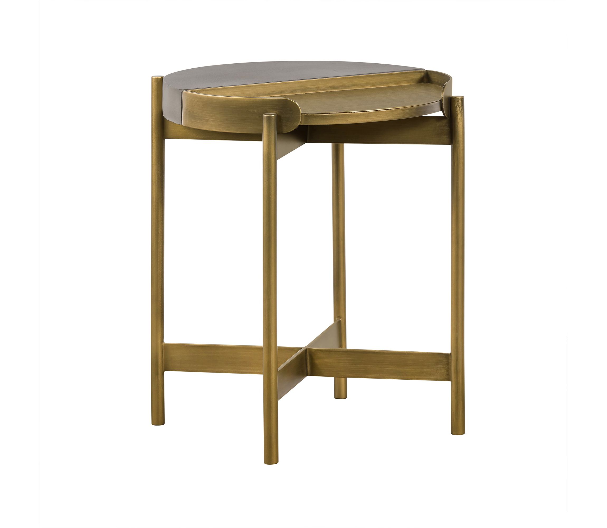 Dua Gray Concrete End Table with Antique Brass