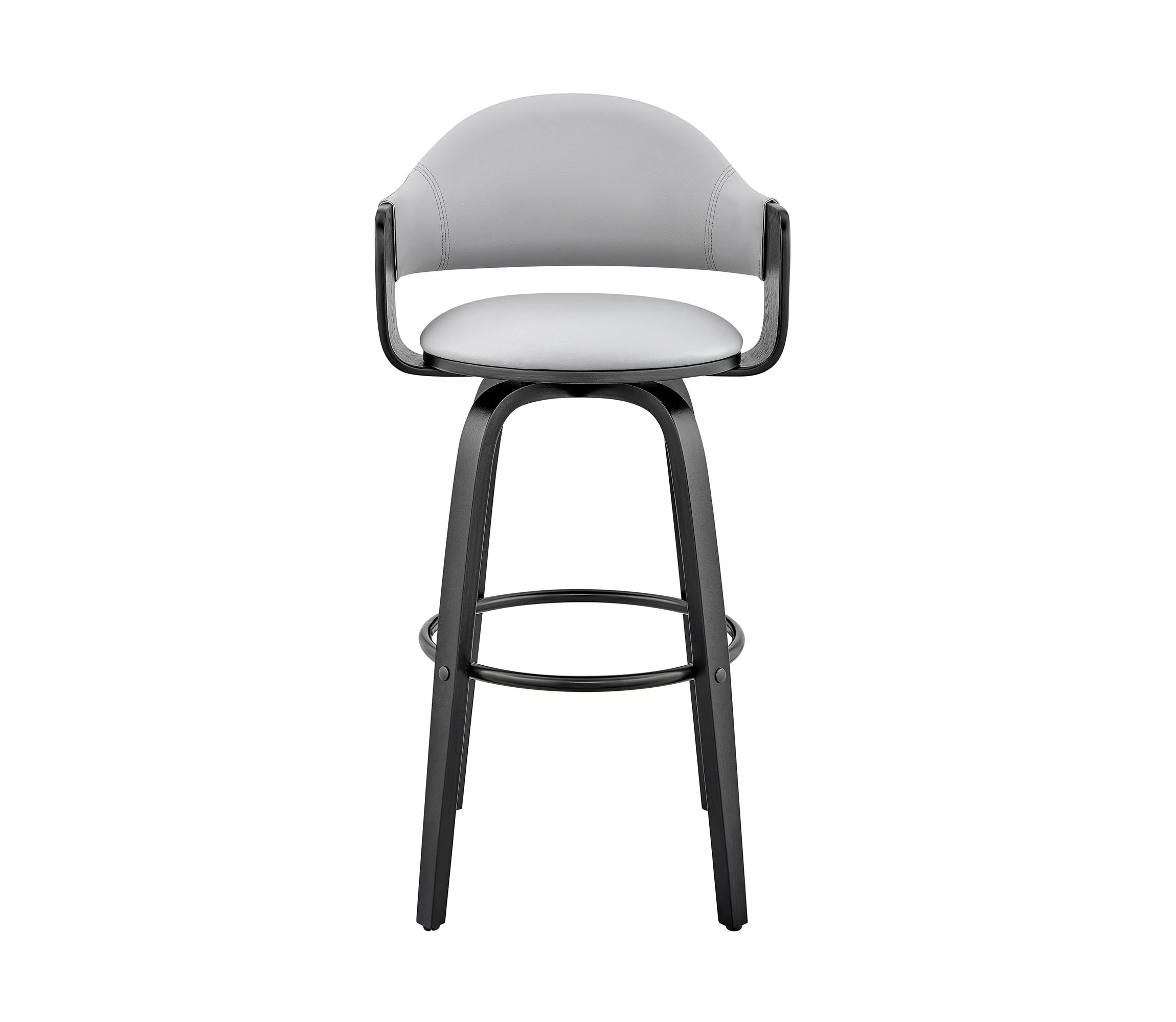 Daxton 26" Gray Faux Leather and Black Wood Bar Stool