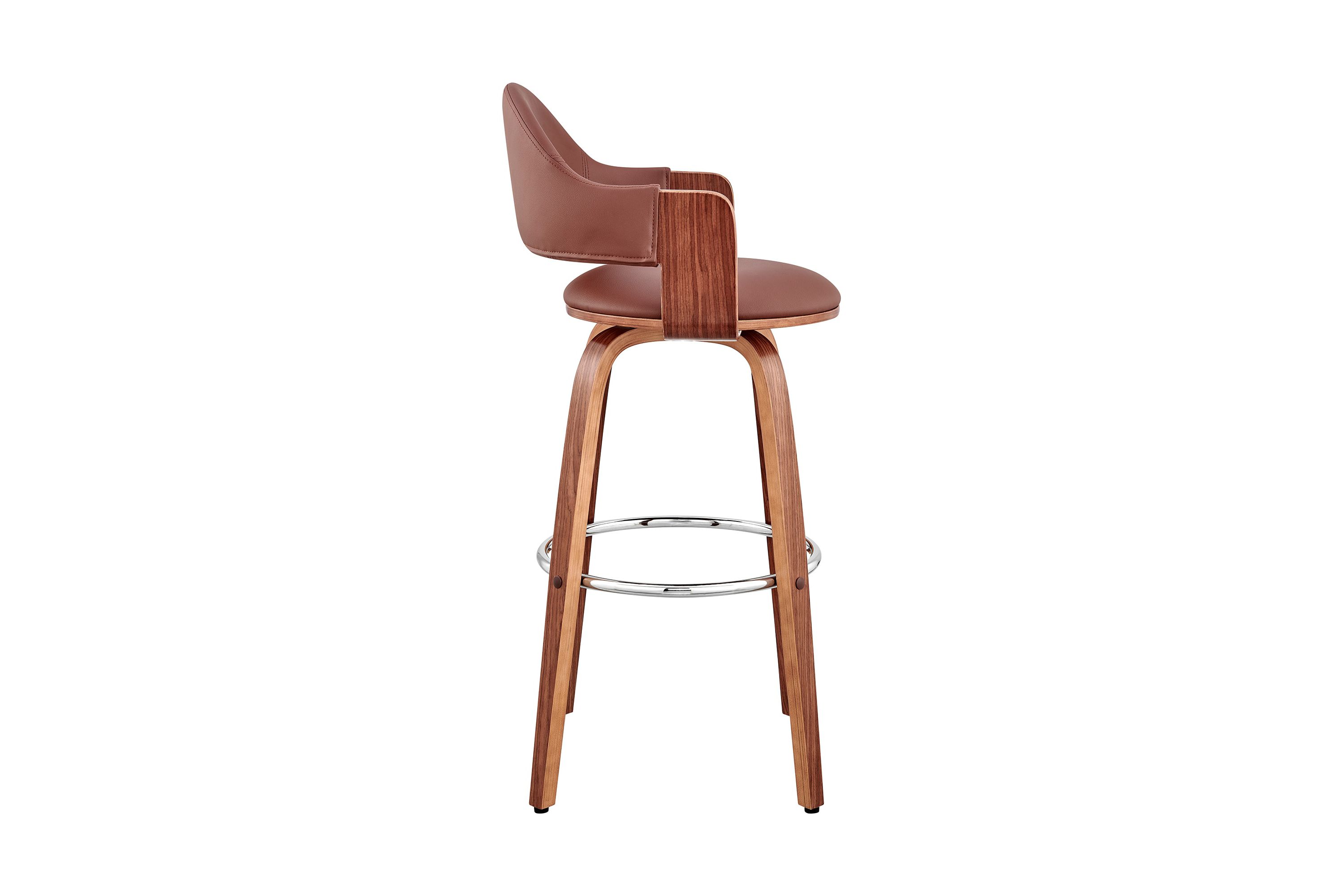 Daxton 30" Brown Faux Leather and Walnut Wood Bar Stool