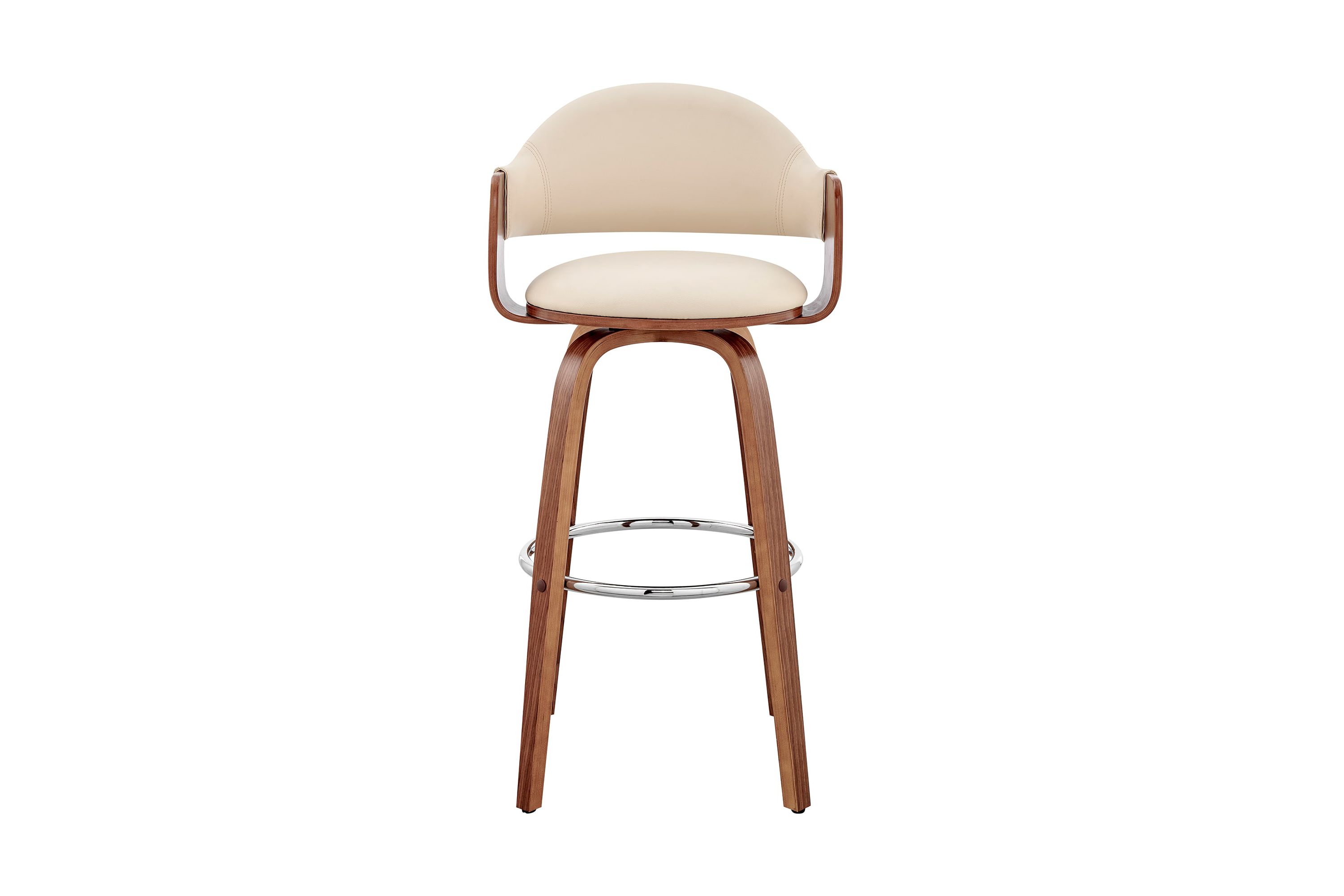 Daxton 26" Cream Faux Leather and Walnut Wood Bar Stool