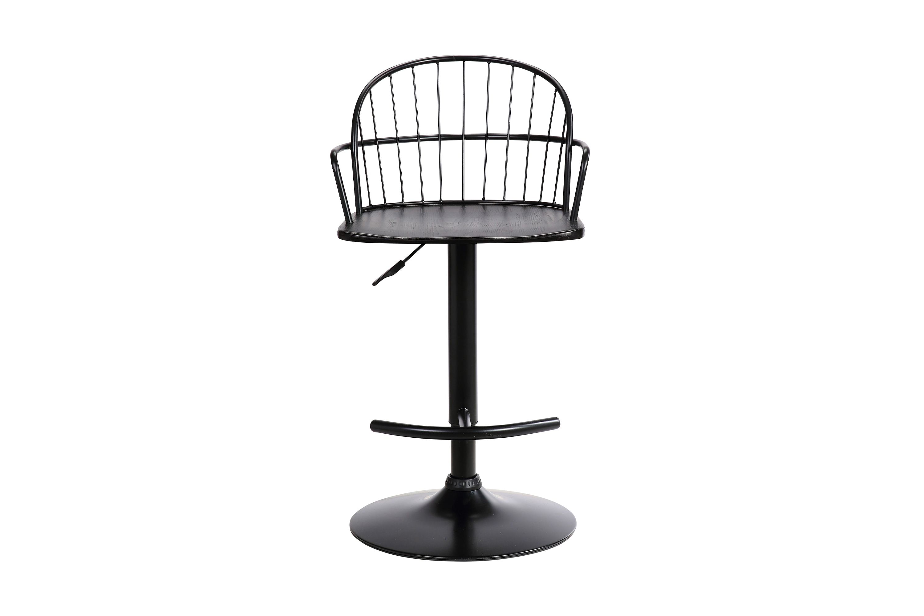 Edward Adjustable Black Wood and Metal Barstool