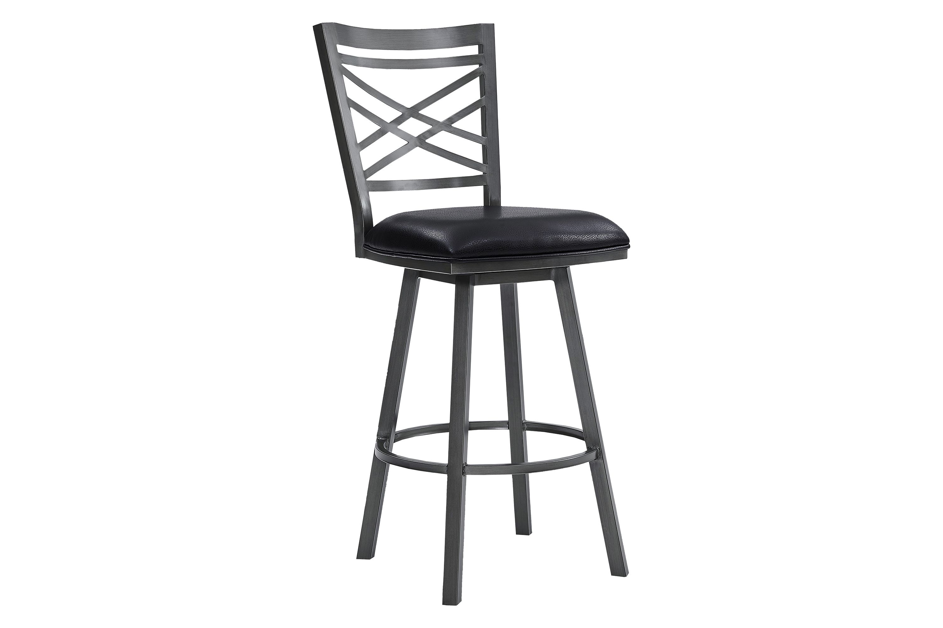 Fargo 26" Counter Height Metal Barstool in Mineral Finish with Black Faux Leather