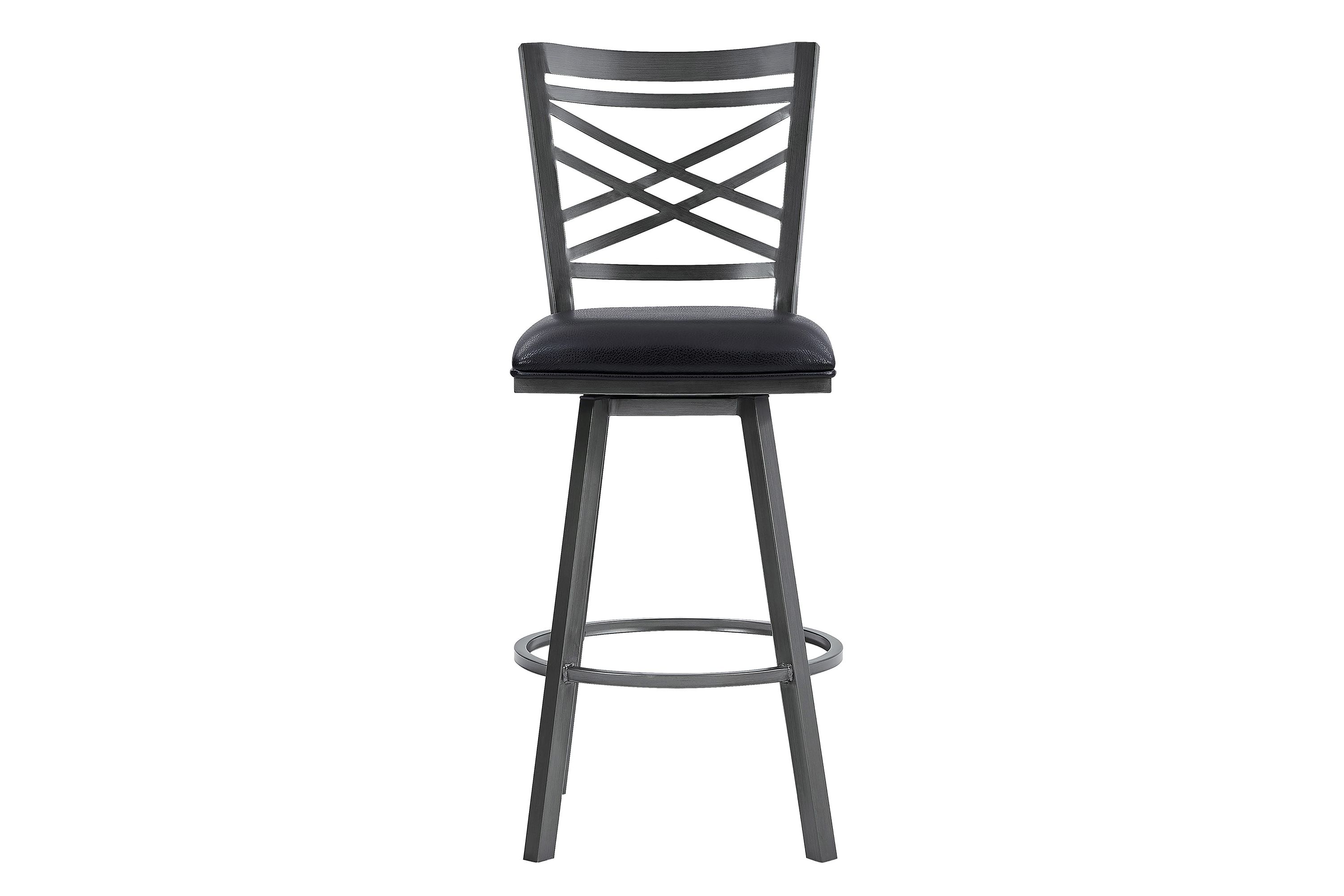 Fargo 26" Counter Height Metal Barstool in Mineral Finish with Black Faux Leather