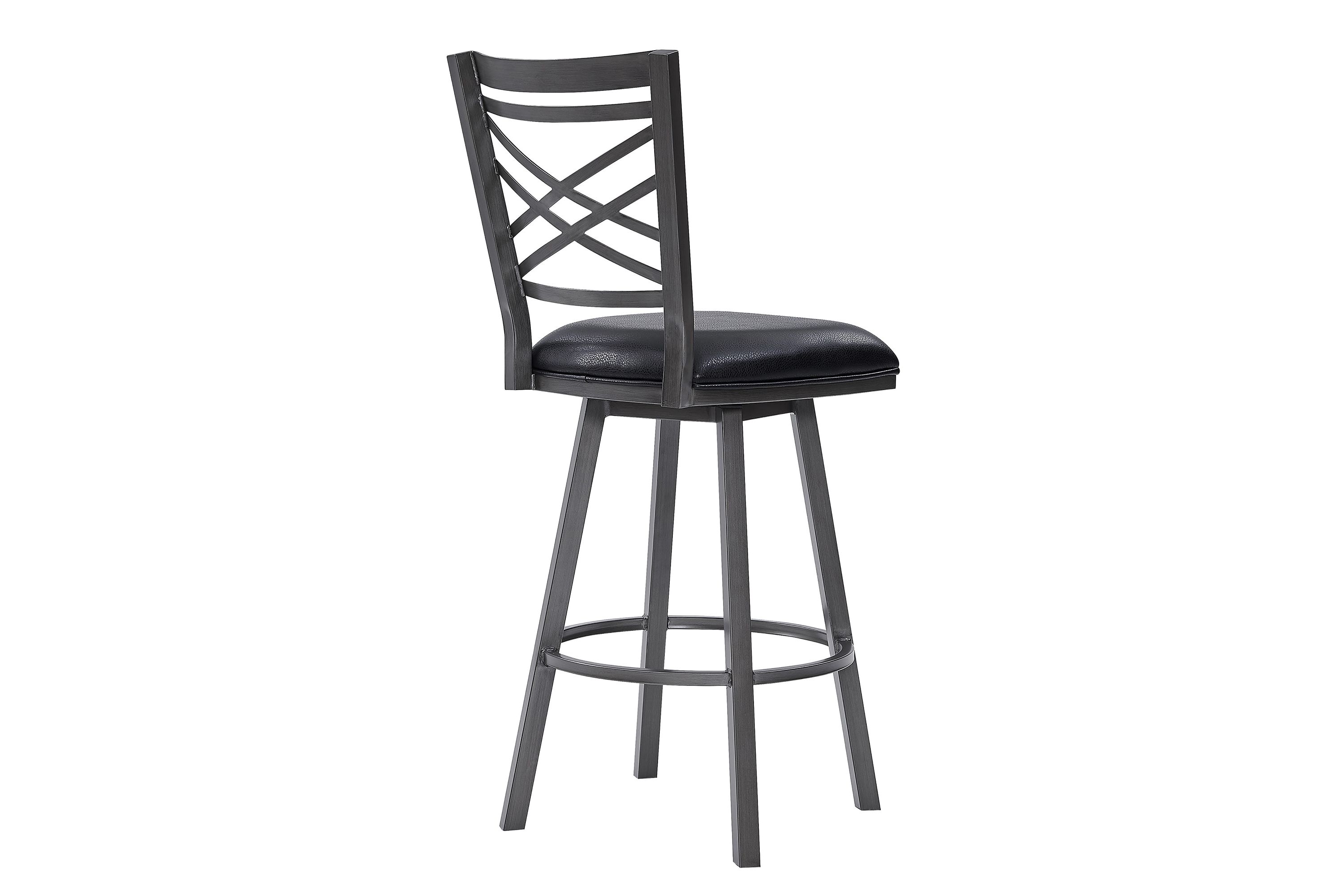 Fargo 26" Counter Height Metal Barstool in Mineral Finish with Black Faux Leather