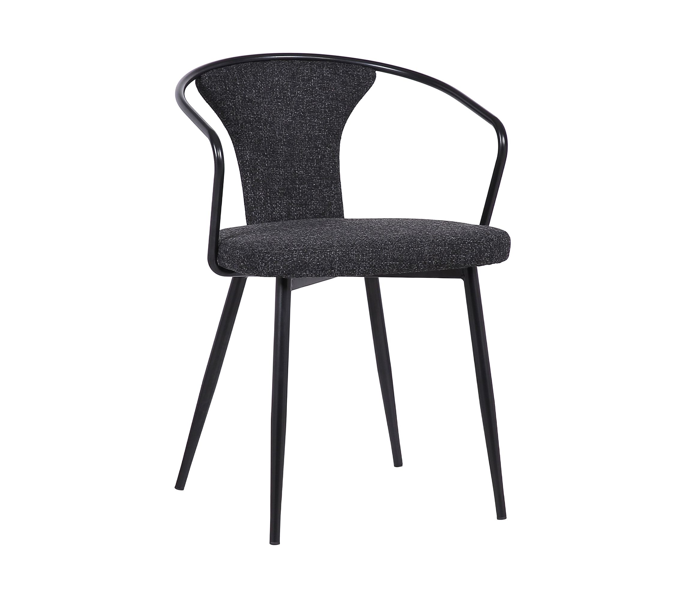 Francis Contemporary Dining Chair in Black Powder Coated Finish and Black Fabric