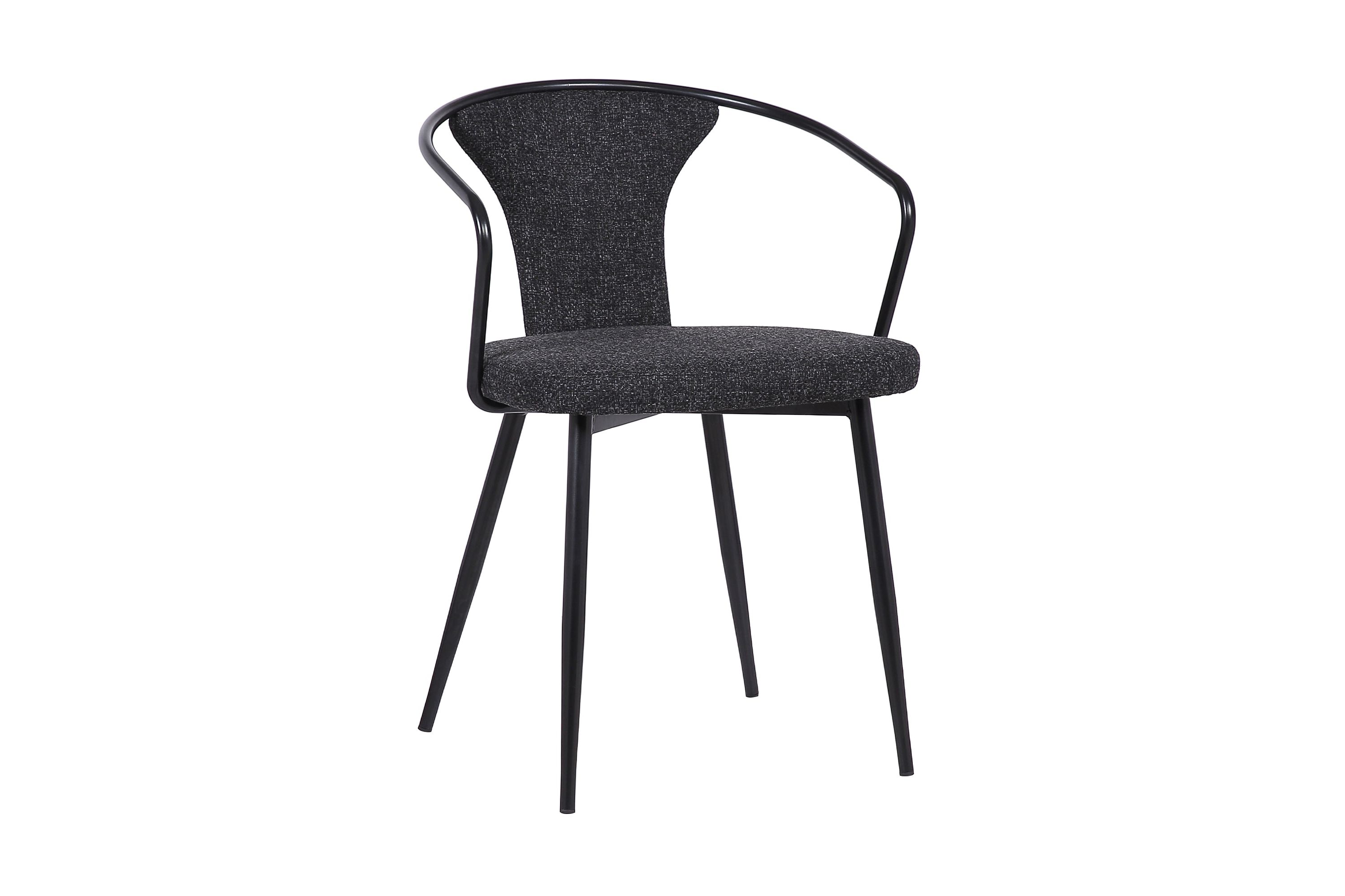 Francis Contemporary Dining Chair in Black Powder Coated Finish and Black Fabric