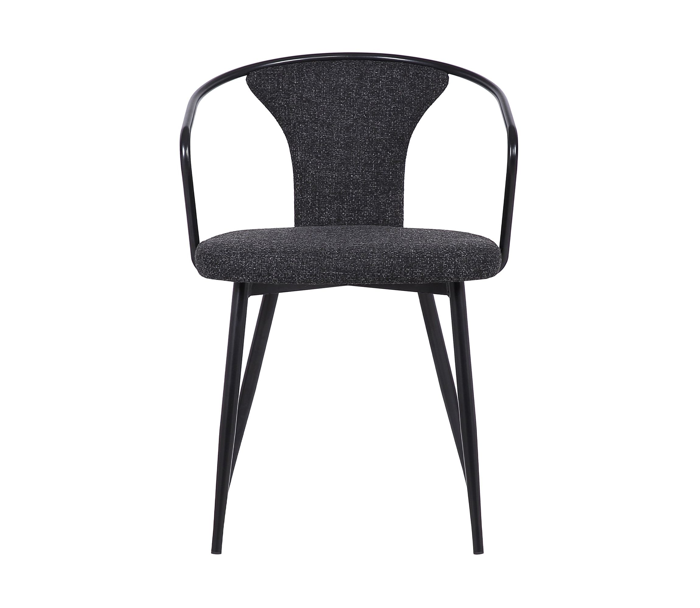 Francis Contemporary Dining Chair in Black Powder Coated Finish and Black Fabric