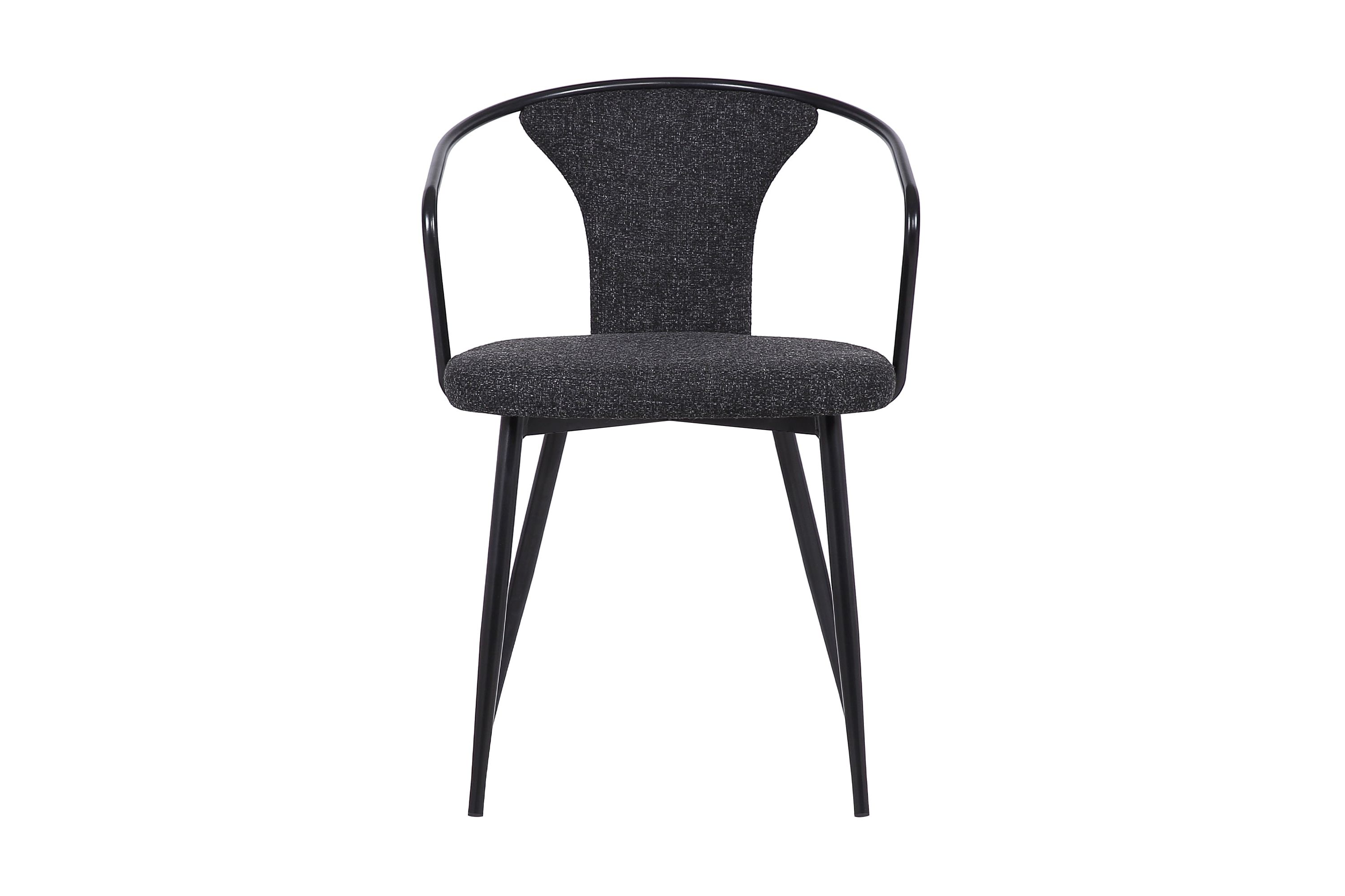 Francis Contemporary Dining Chair in Black Powder Coated Finish and Black Fabric