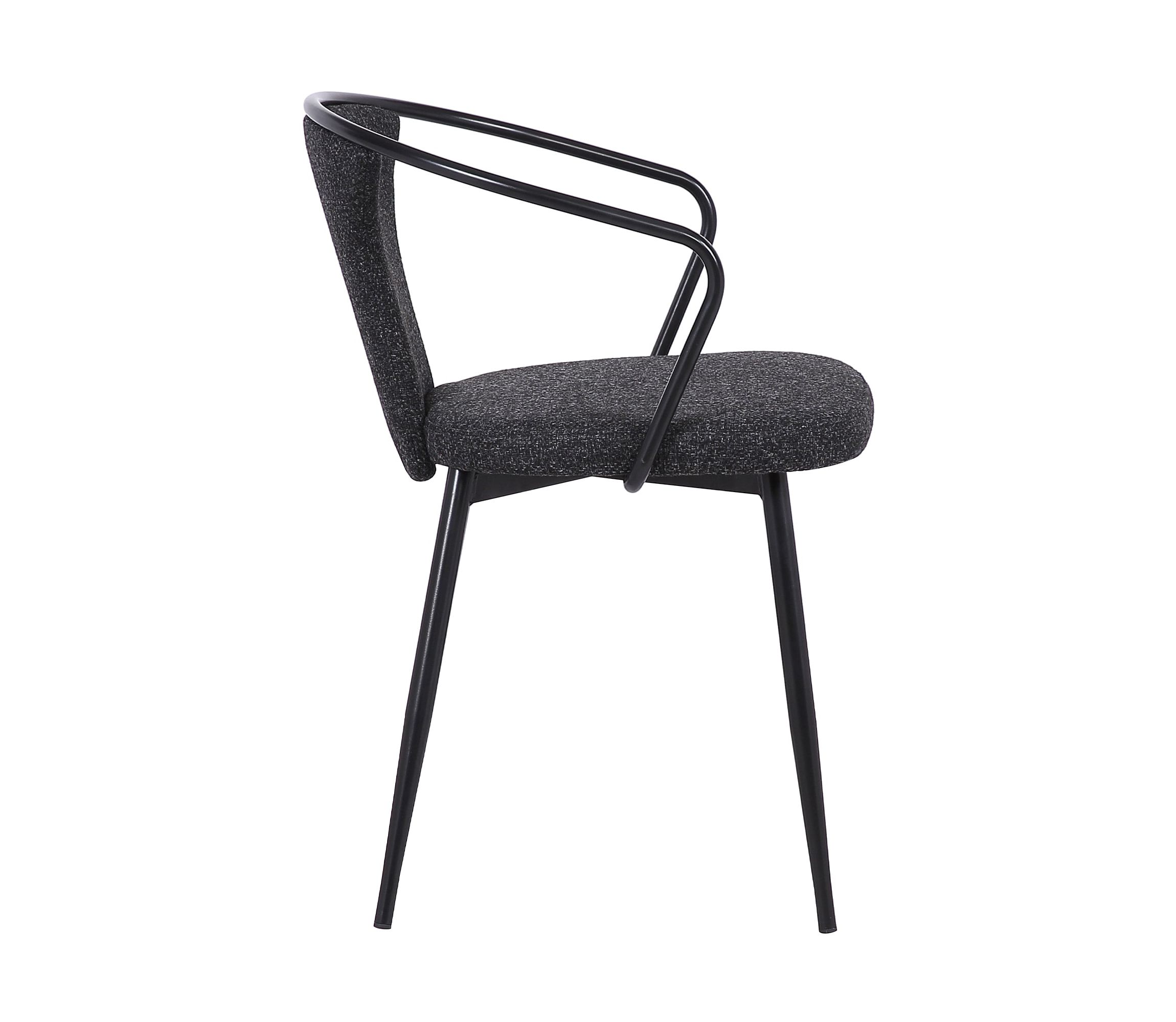 Francis Contemporary Dining Chair in Black Powder Coated Finish and Black Fabric