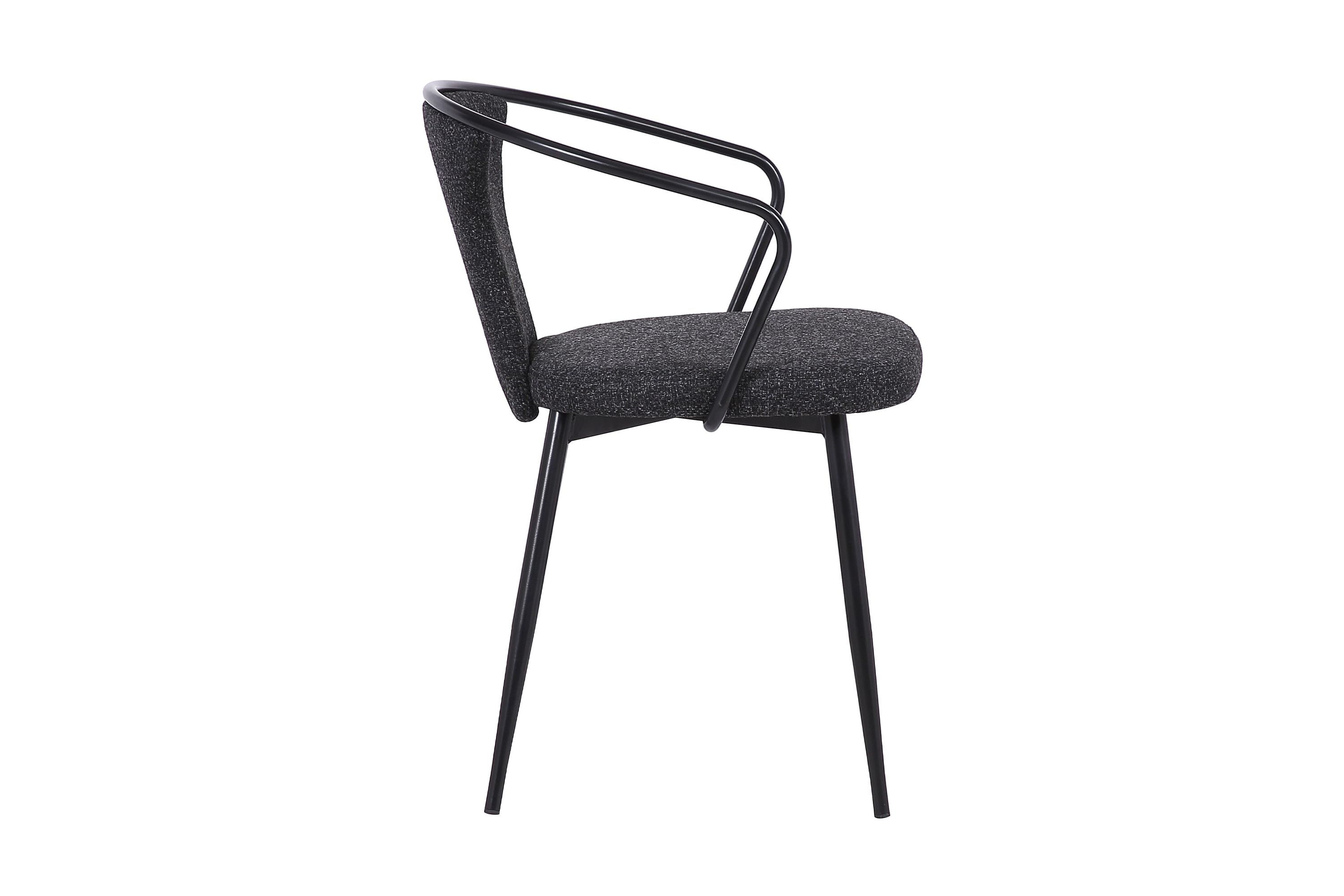 Francis Contemporary Dining Chair in Black Powder Coated Finish and Black Fabric