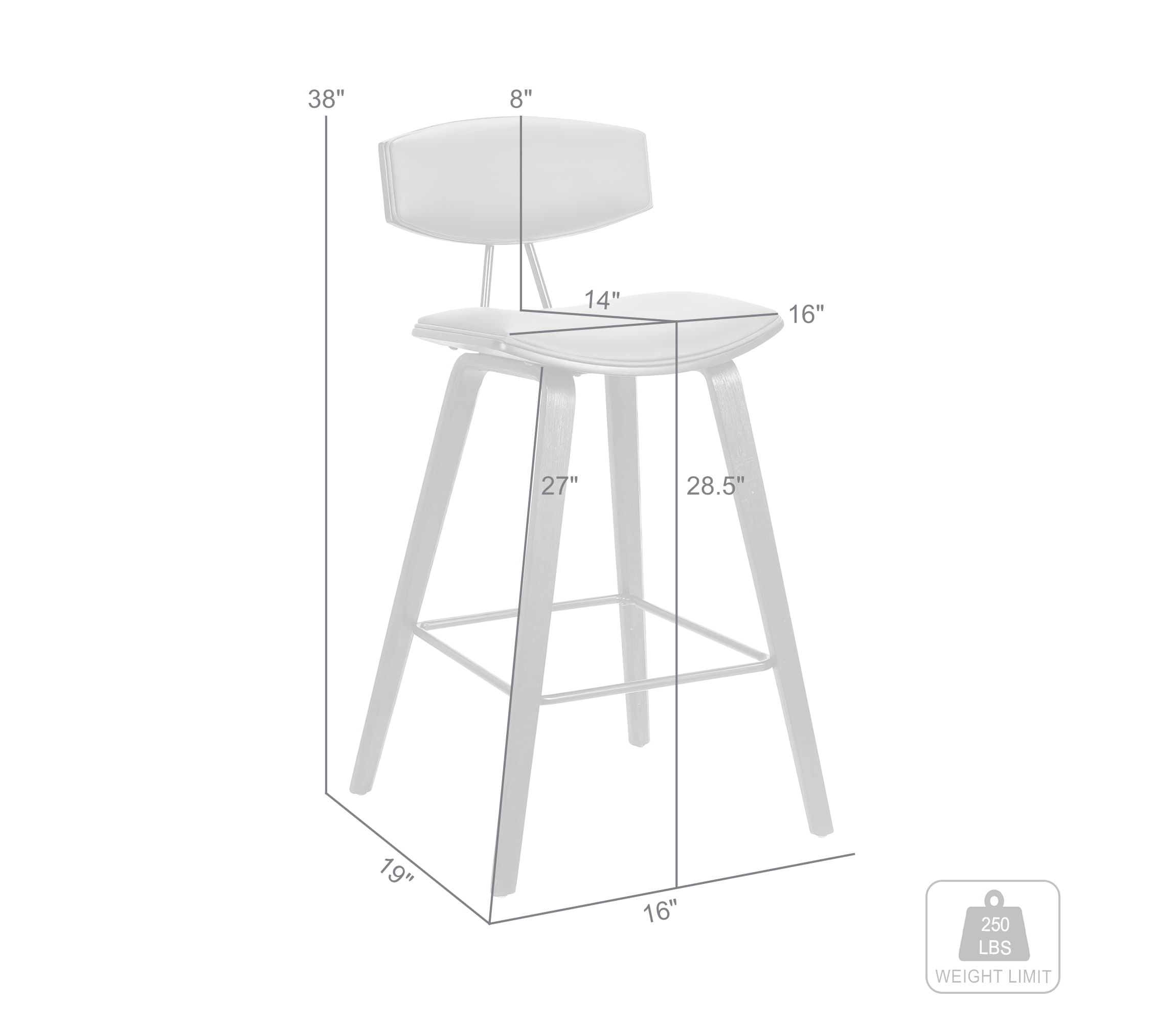 Fox 28.5" Bar Height Cream Faux Leather and Walnut Wood Mid-Century Modern Bar Stool