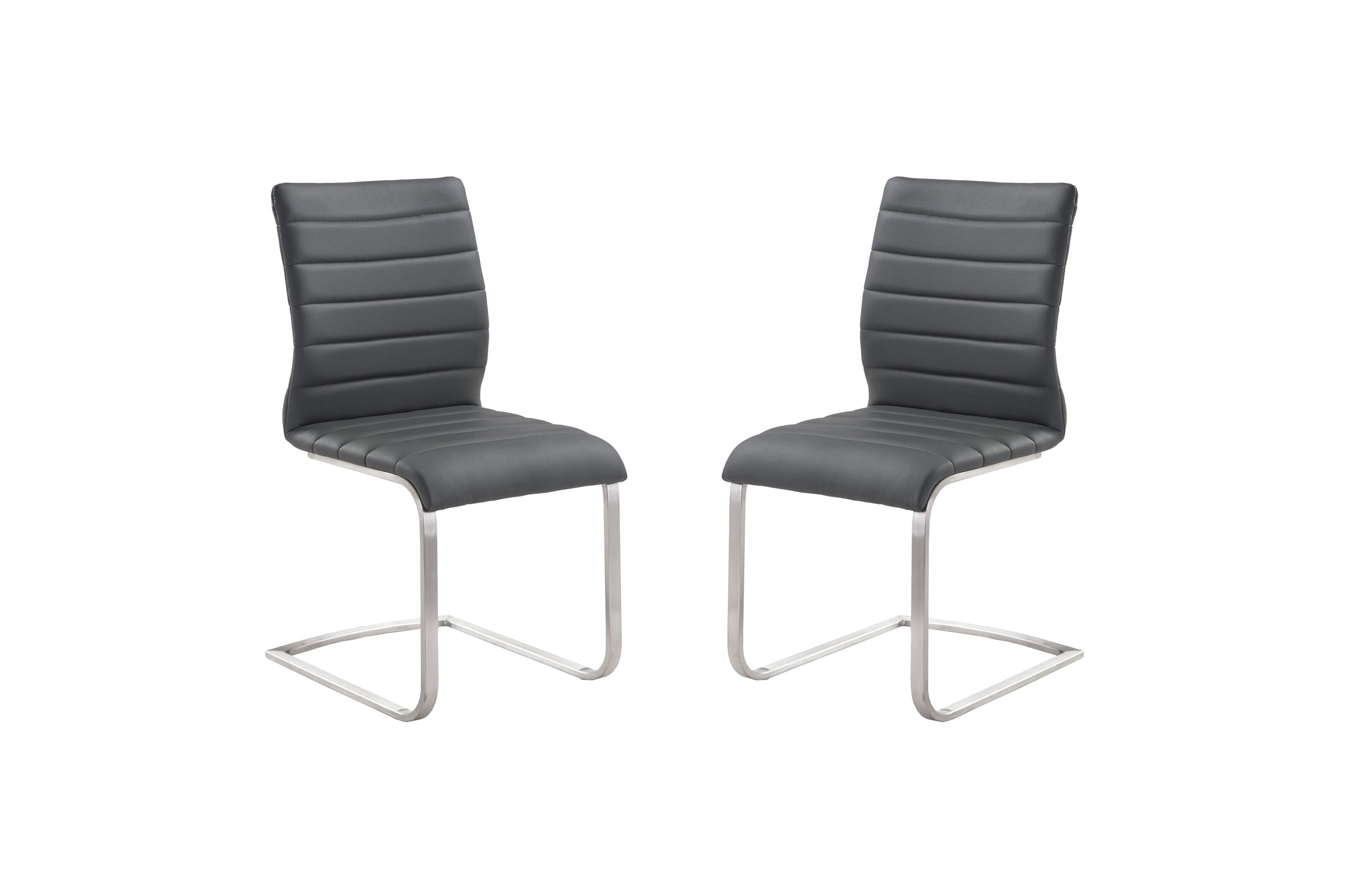 Fusion Contemporary Side Chair In Gray and Stainless Steel - Set of 2