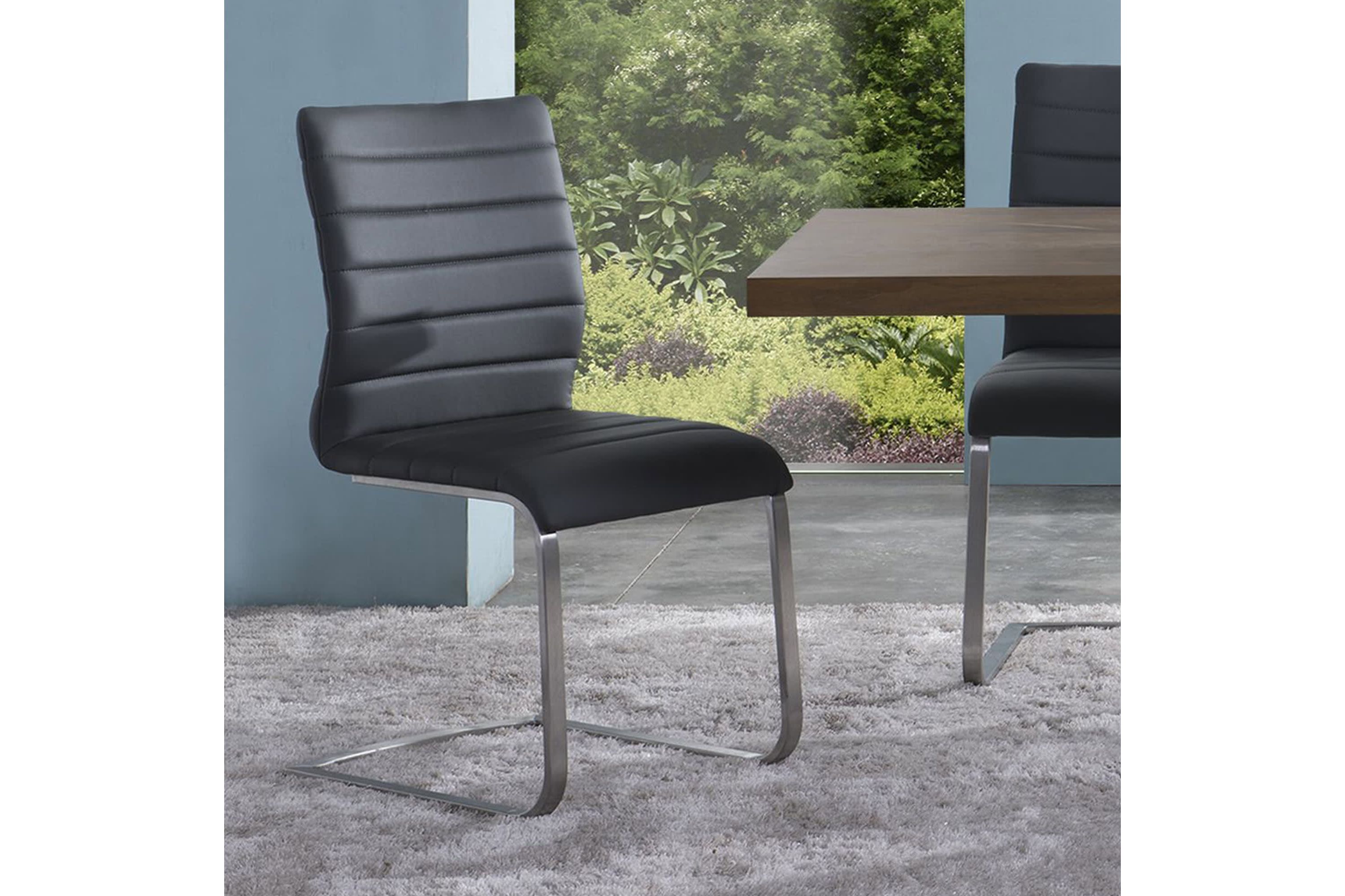 Fusion Contemporary Side Chair In Gray and Stainless Steel - Set of 2