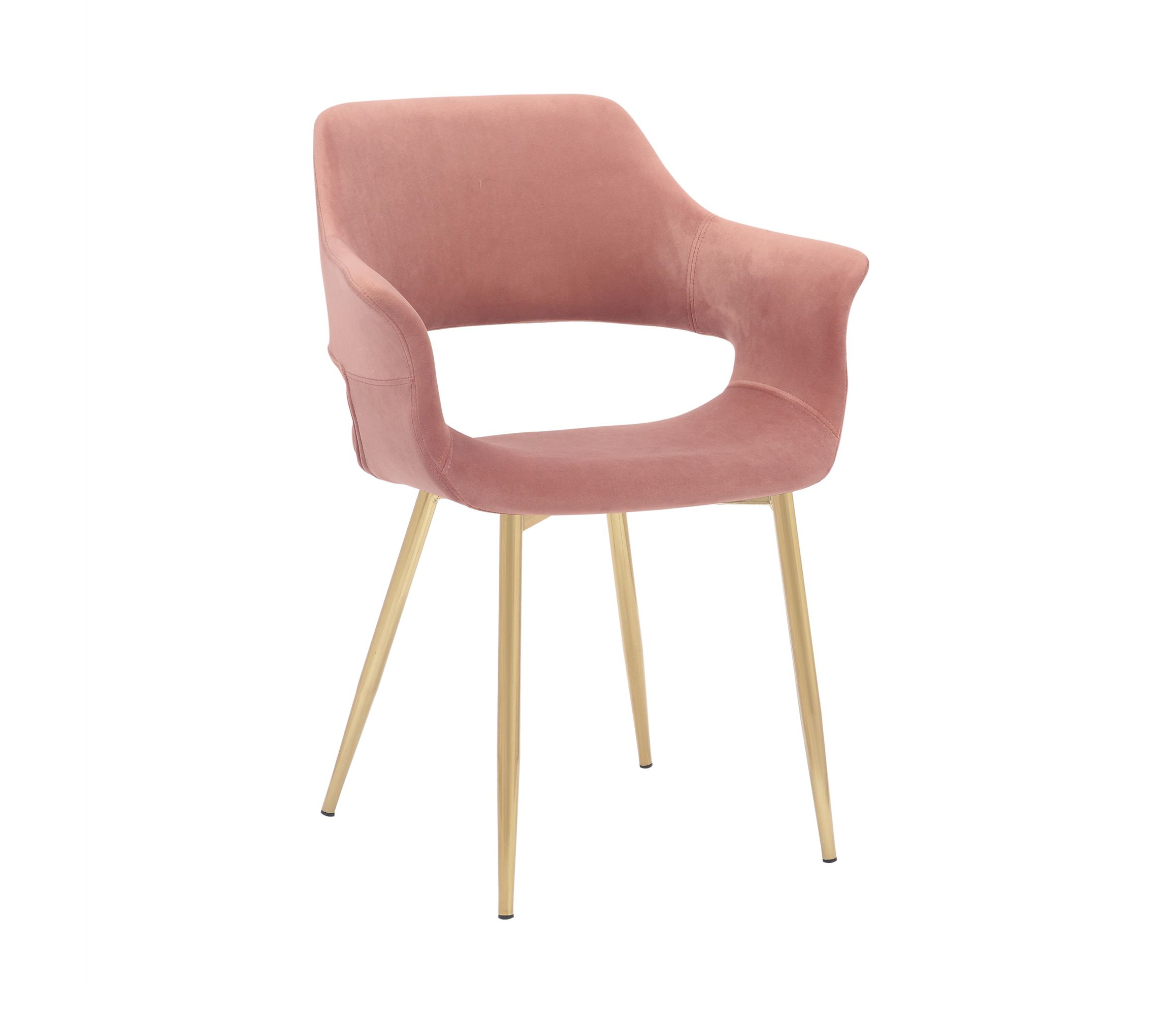 Gigi Pink Velvet Dining Room Chair with Gold Metal Legs - Set of 2