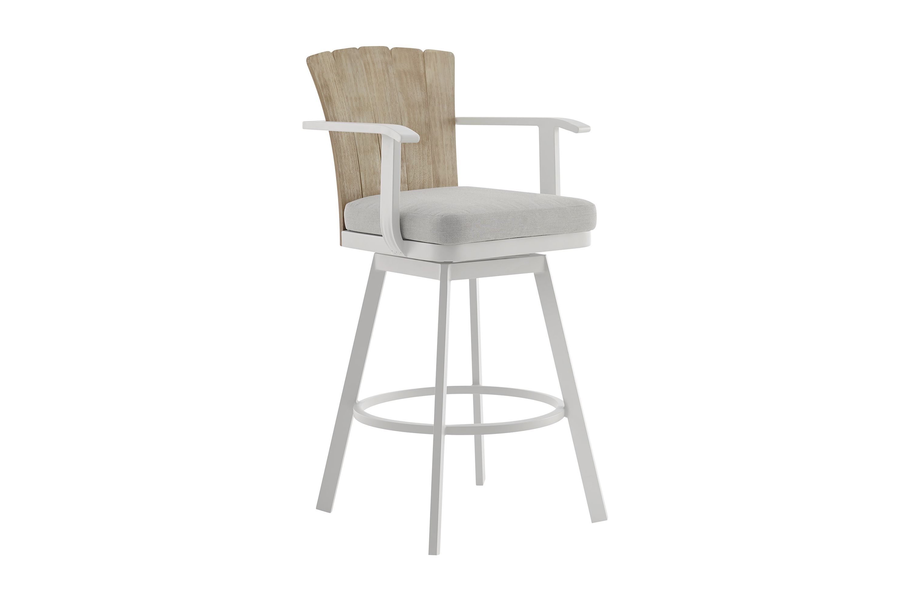 Hazel Outdoor Patio Swivel Counter Stool Argent Gray Cushion