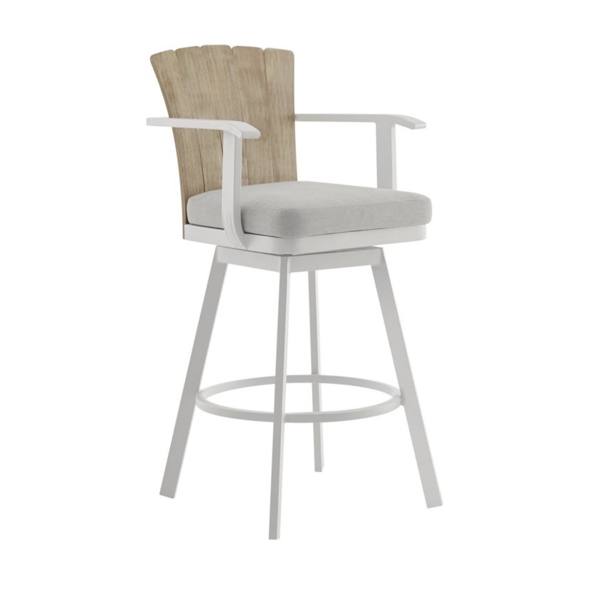 Hazel Outdoor Patio Swivel Counter Stool Argent Gray Cushion