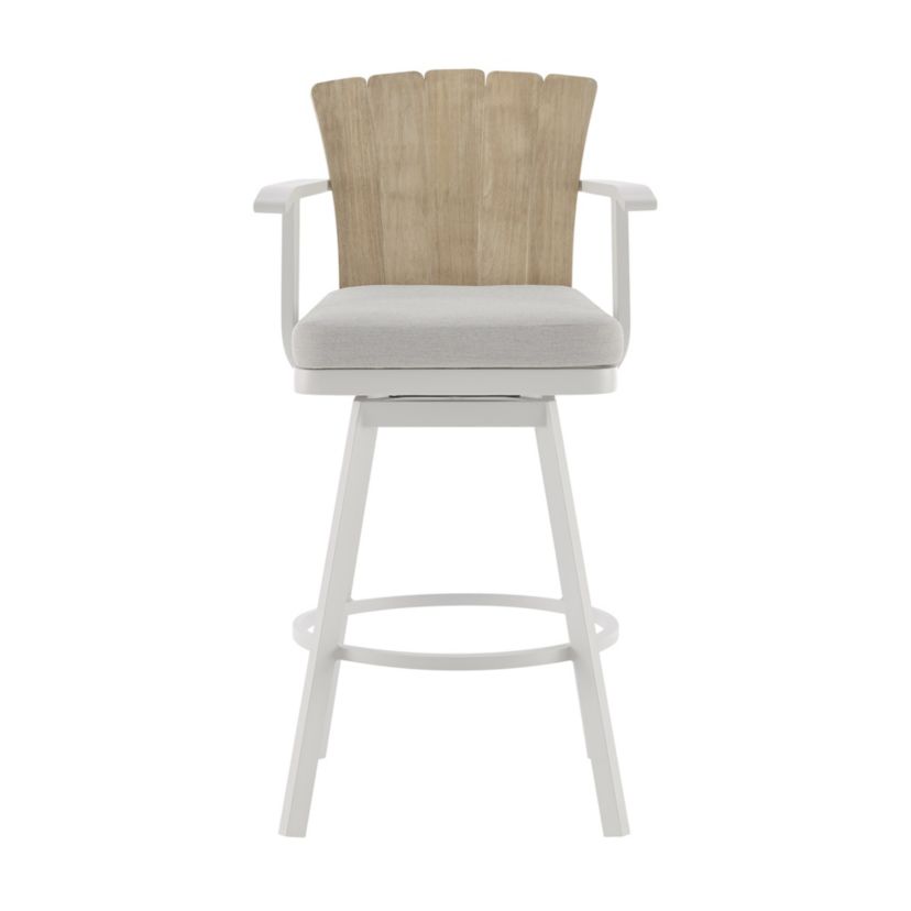 Hazel Outdoor Patio Swivel Counter Stool Argent Gray Cushion