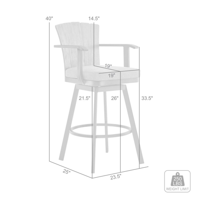 Hazel Outdoor Patio Swivel Counter Stool Argent Gray Cushion