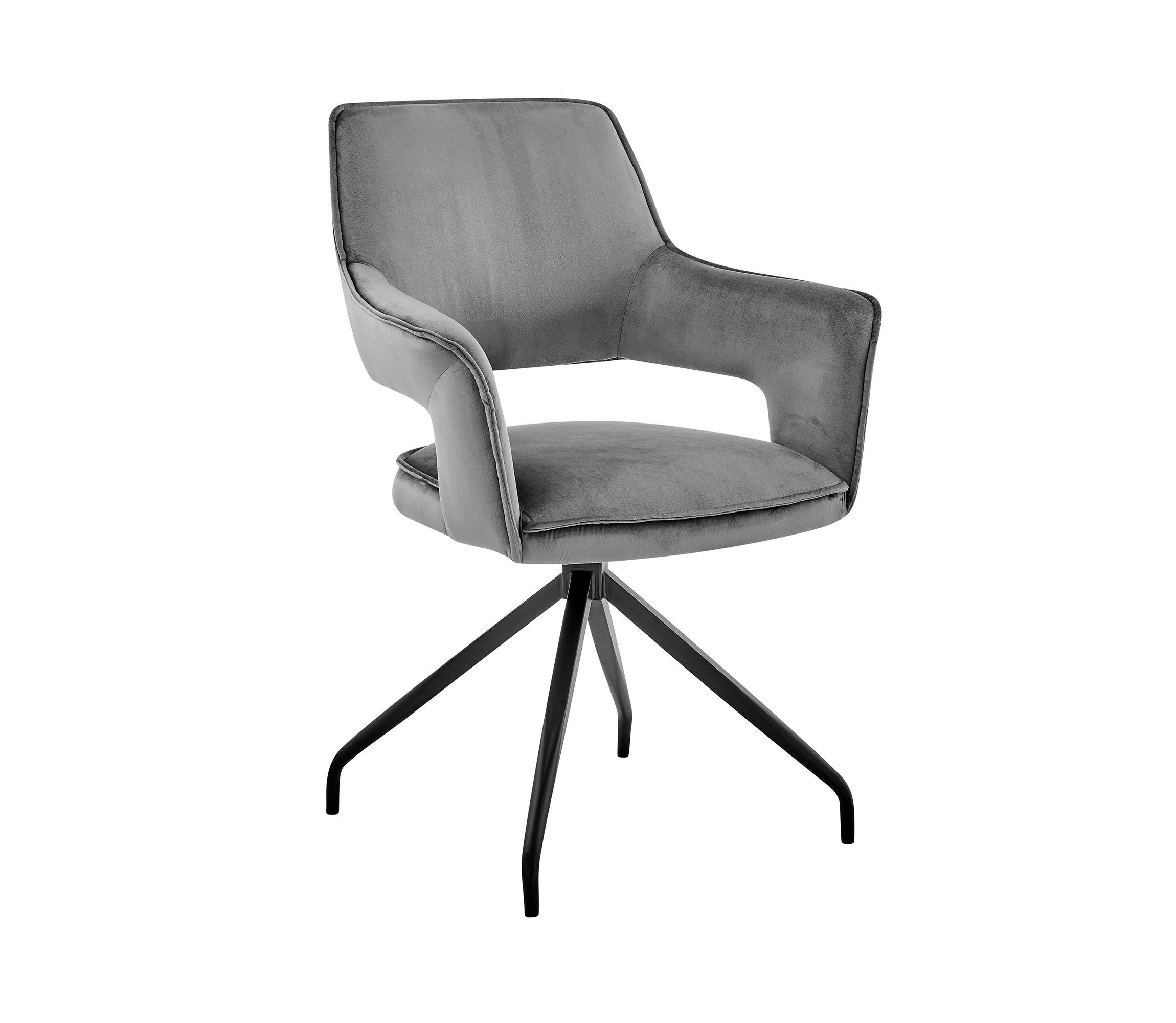Hadley Dining Room Accent Chair in Gray Velvet with Black Finish