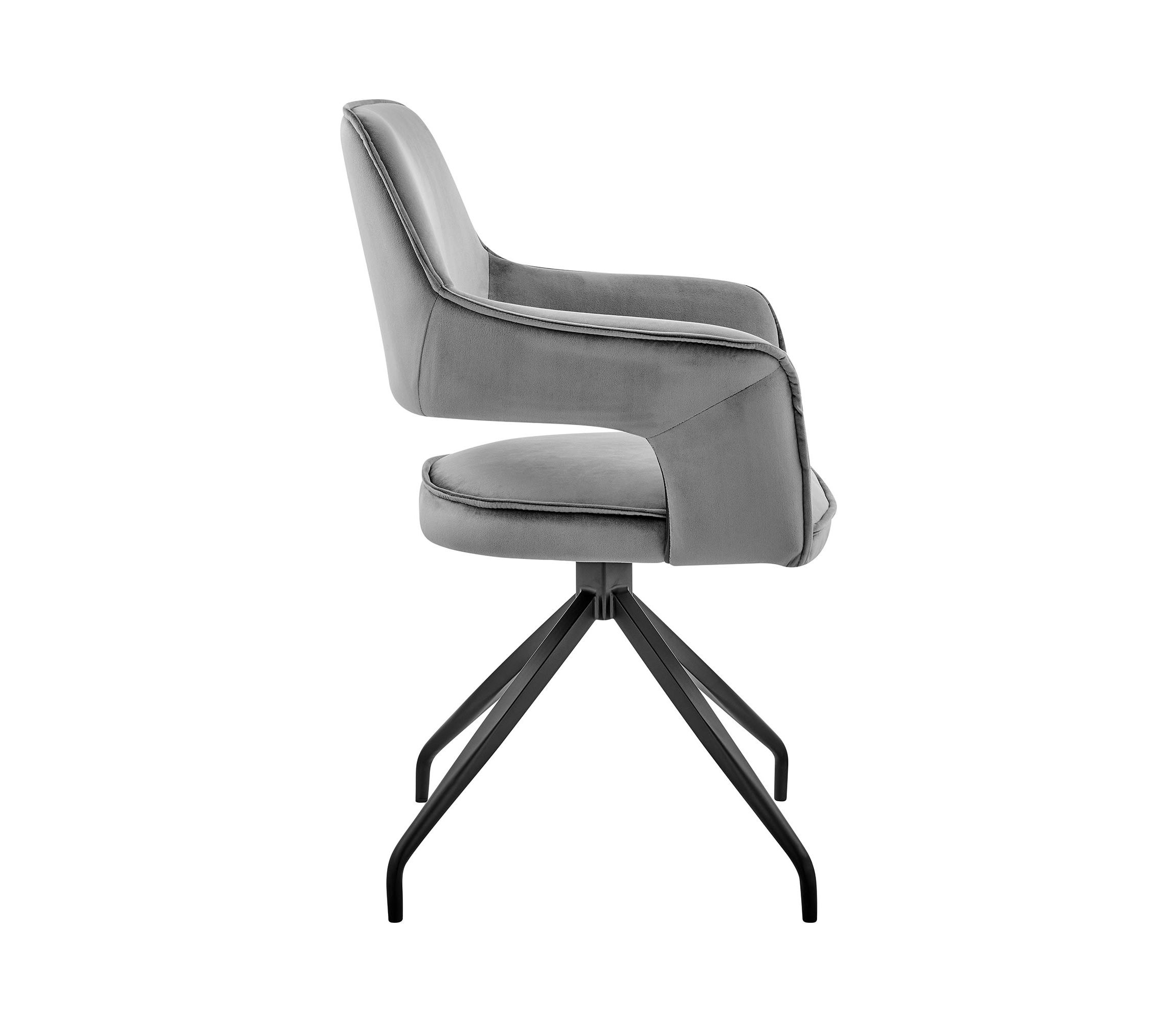 Hadley Dining Room Accent Chair in Gray Velvet with Black Finish