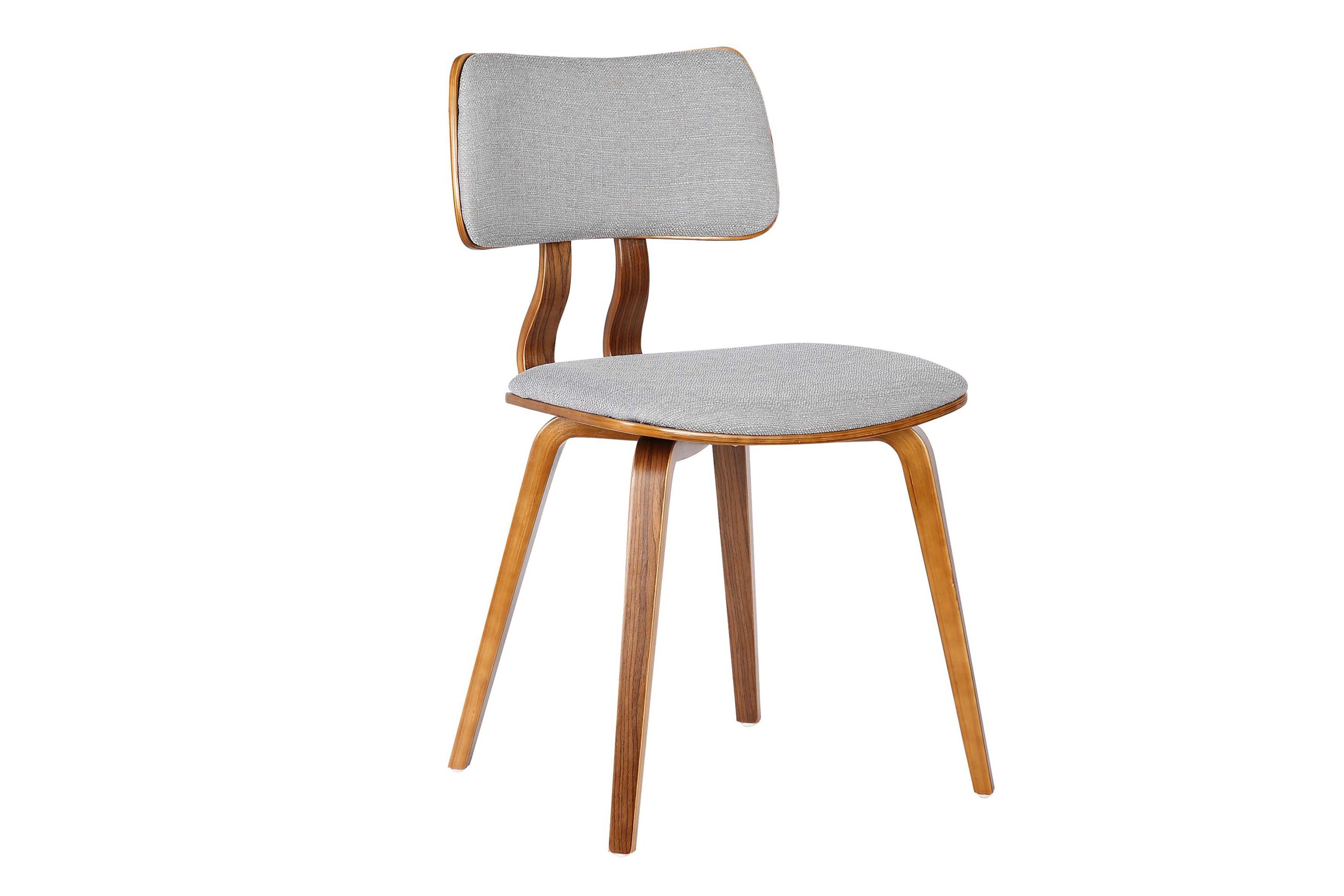 Jaguar Mid-Century Dining Chair in Walnut Wood and Gray Fabric