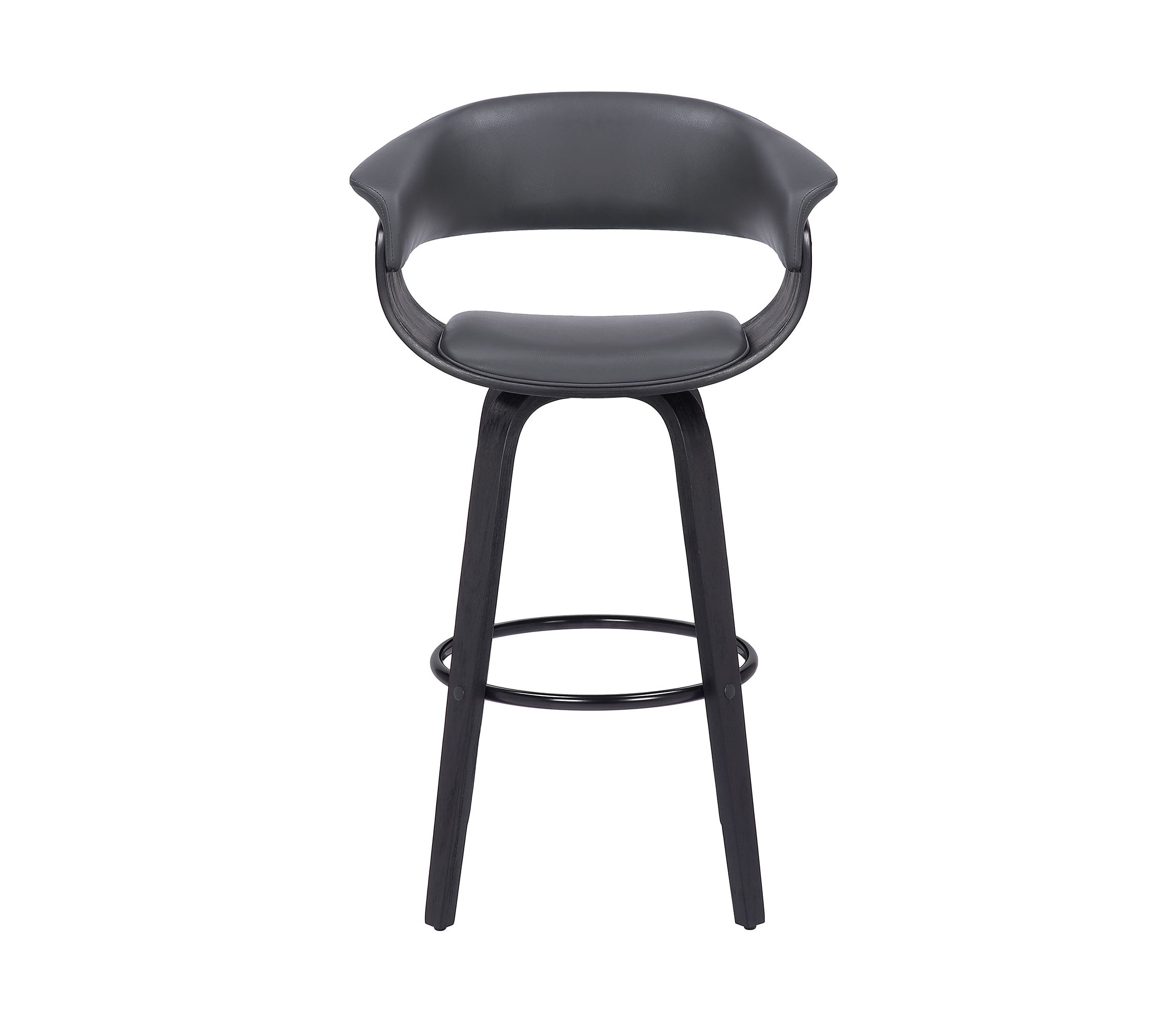 Julyssa 26" Counter Height Swivel Gray Faux Leather and Black Wood Bar Stool