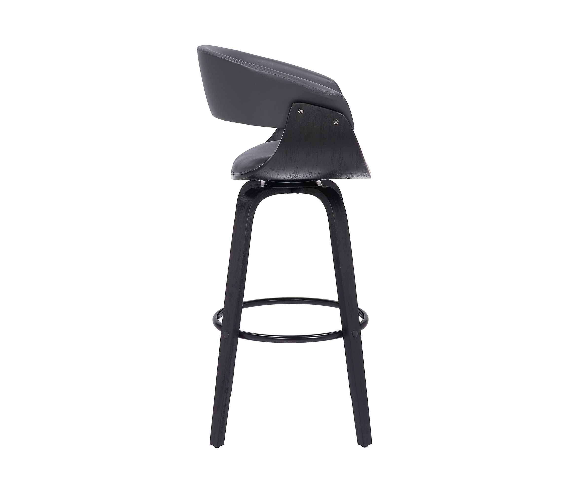 Julyssa 26" Counter Height Swivel Gray Faux Leather and Black Wood Bar Stool