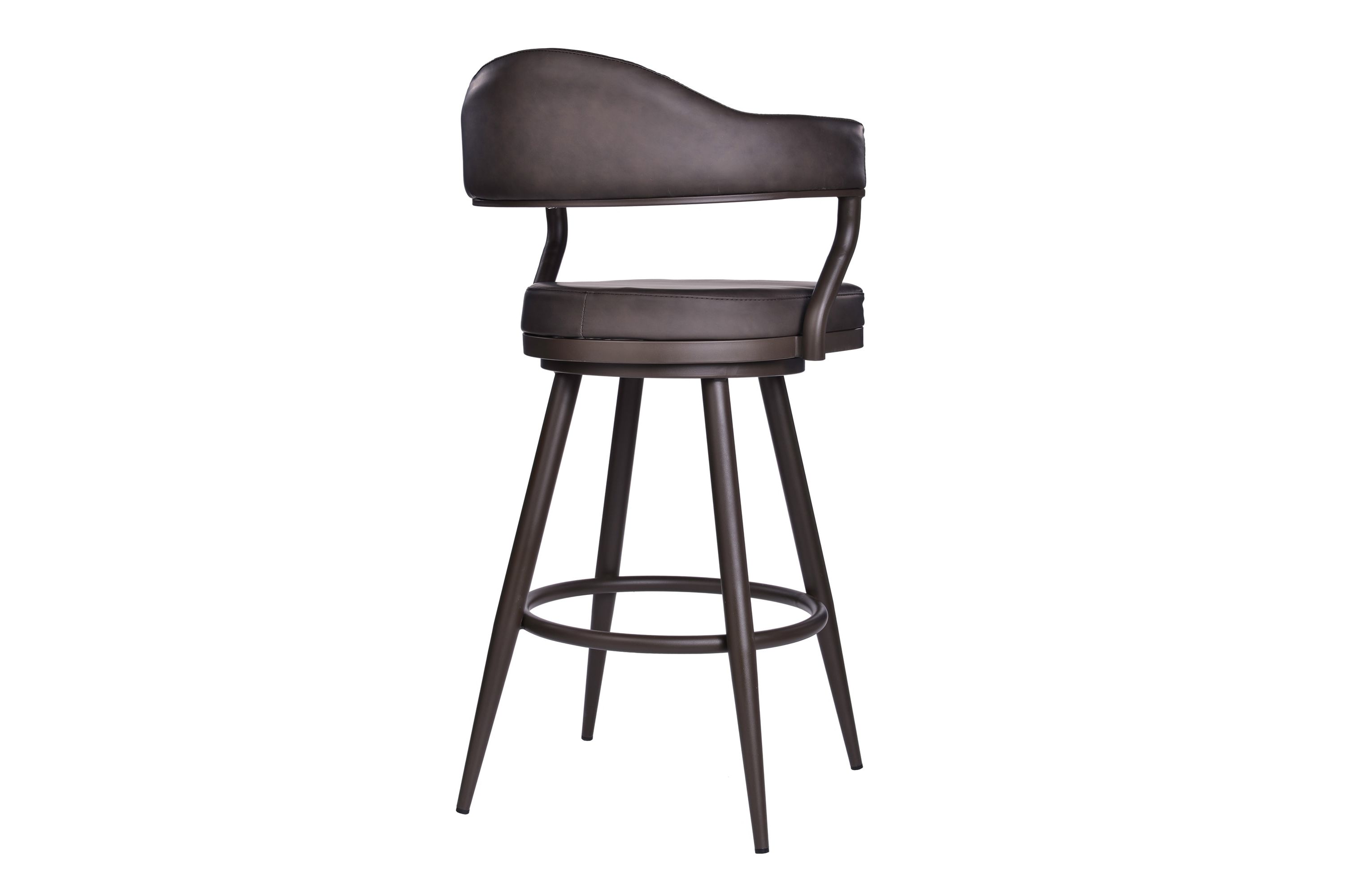 Justin 26" Counter Height Swivel Vintage Brown Faux Leather Bar Stool with Brown Metal Legs