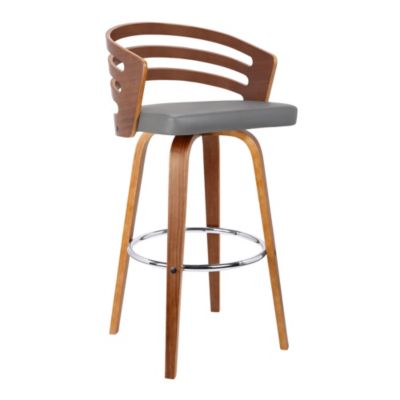 Armen Living Jayden 26" Counter Height Swivel Grey Faux Leather and ...
