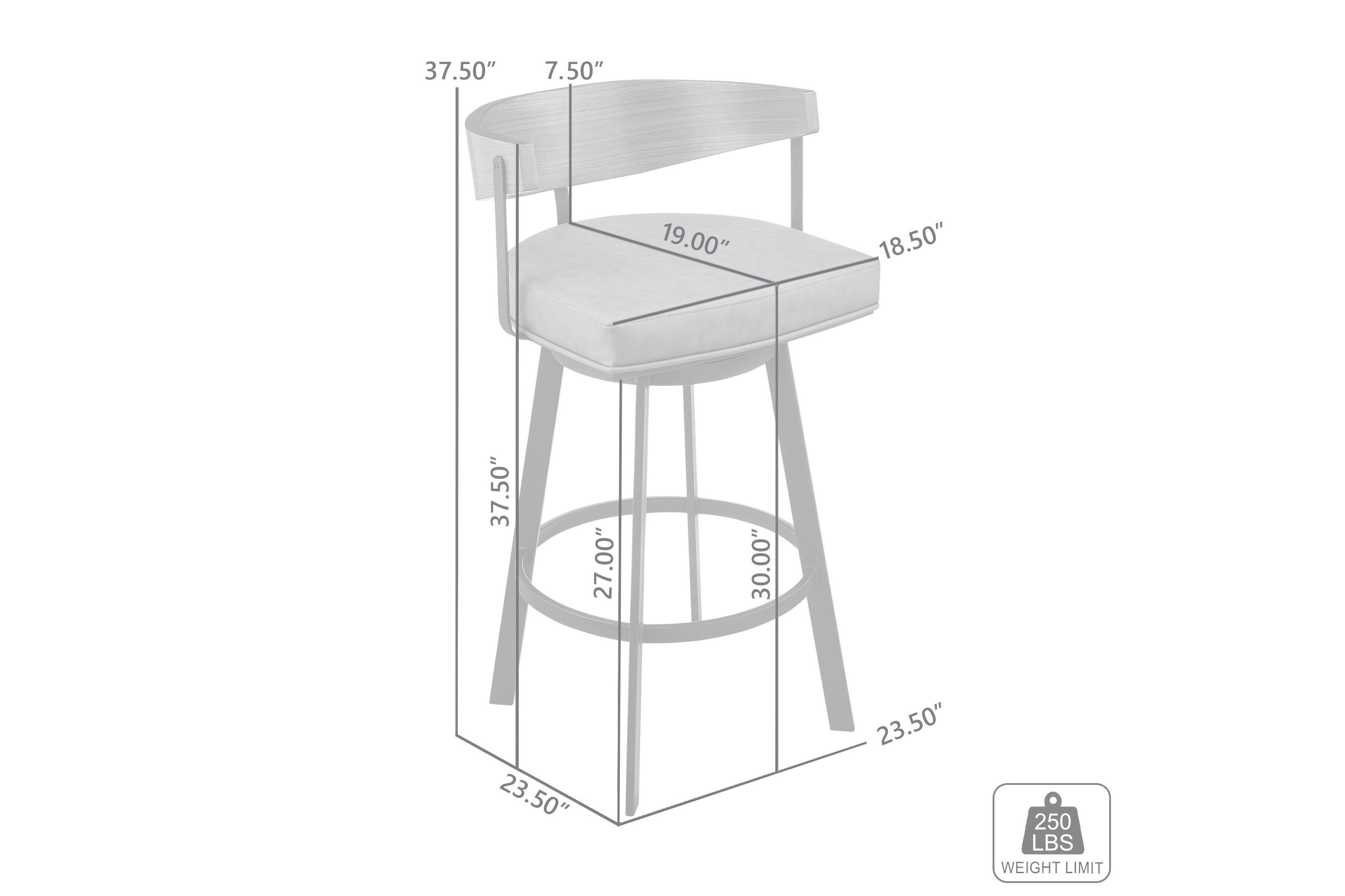 Lacey 30" Swivel Bar Stool in Gray